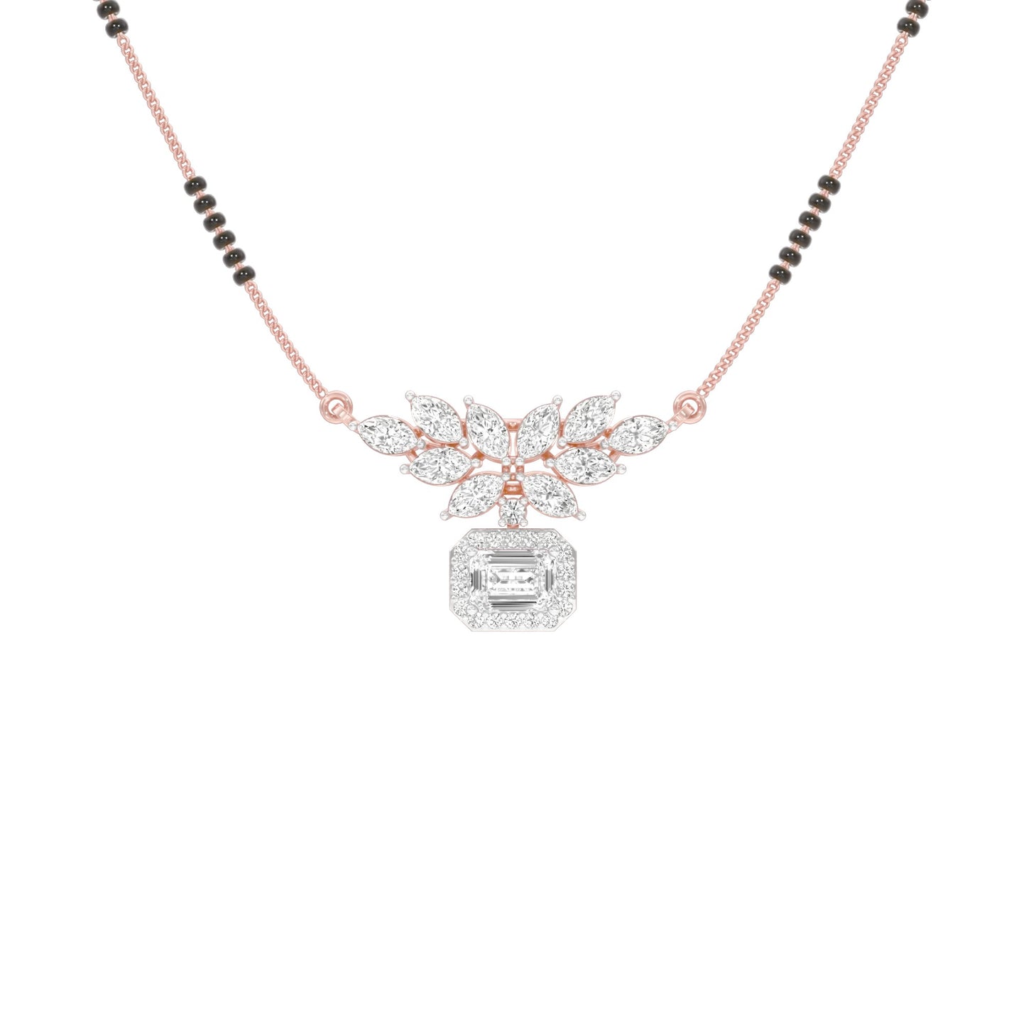 Modern Floral Diamond Mangalsutra 9 KT / Rose Gold