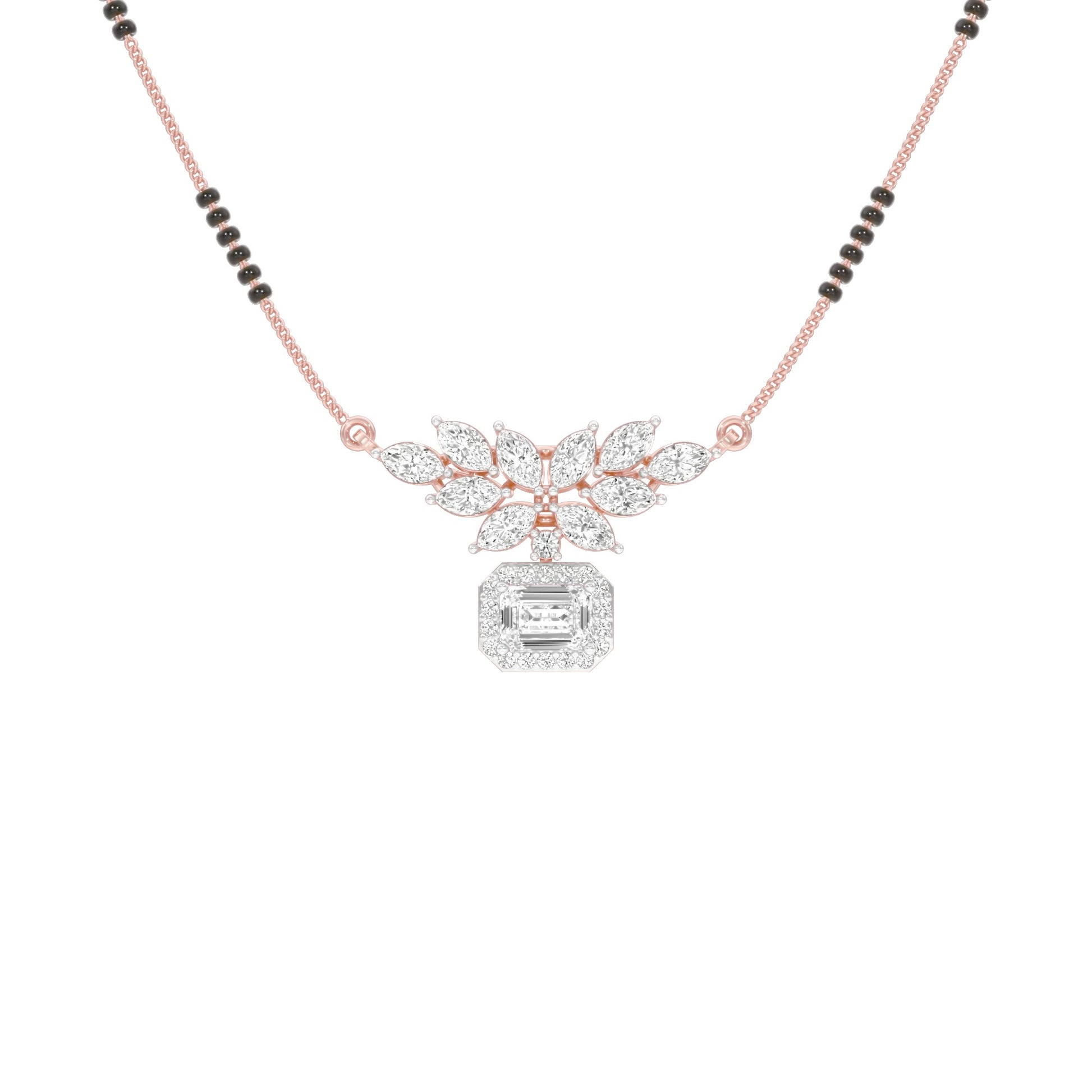 Modern Floral Diamond Mangalsutra 9 KT / Rose Gold