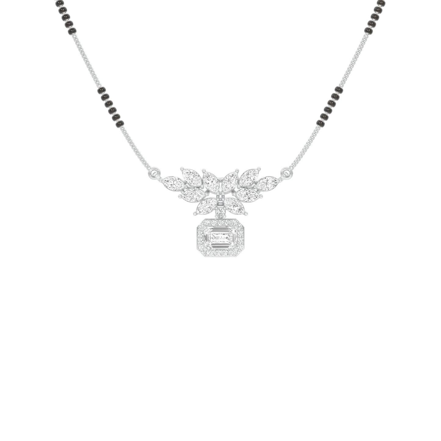 Modern Floral Diamond Mangalsutra 9 KT / White Gold