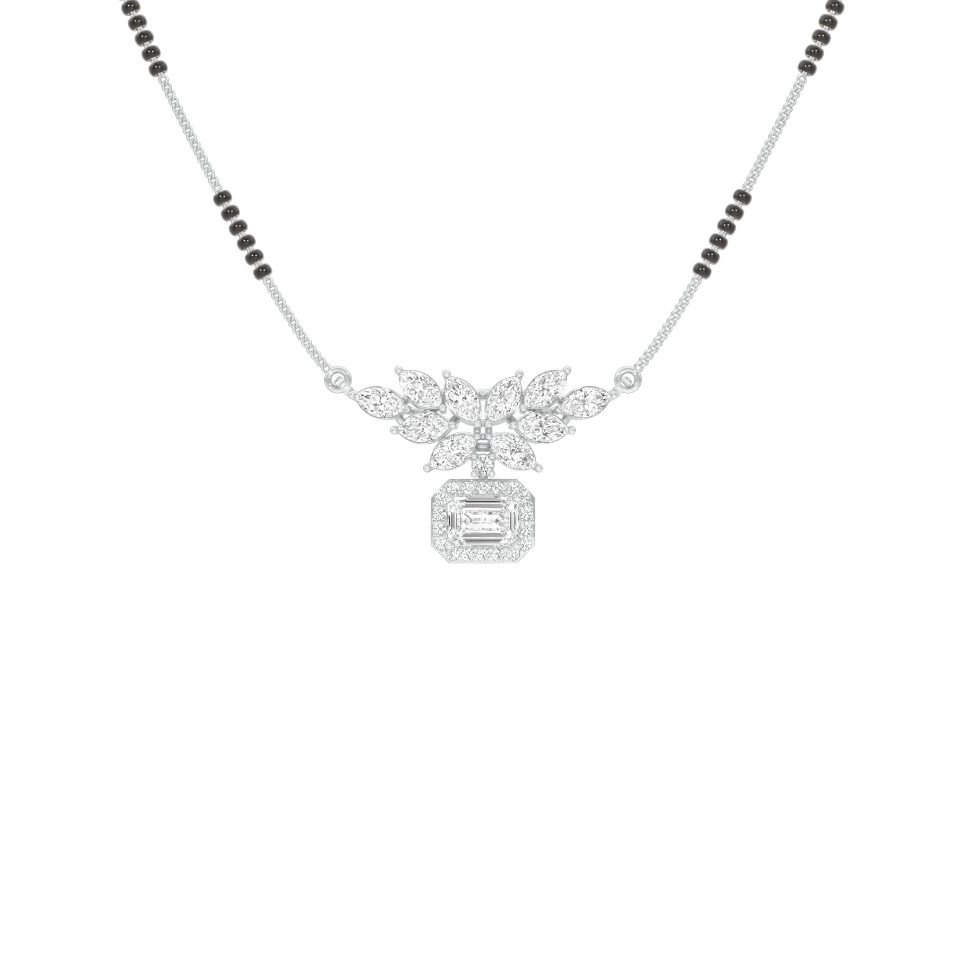 Modern Floral Diamond Mangalsutra 9 KT / White Gold