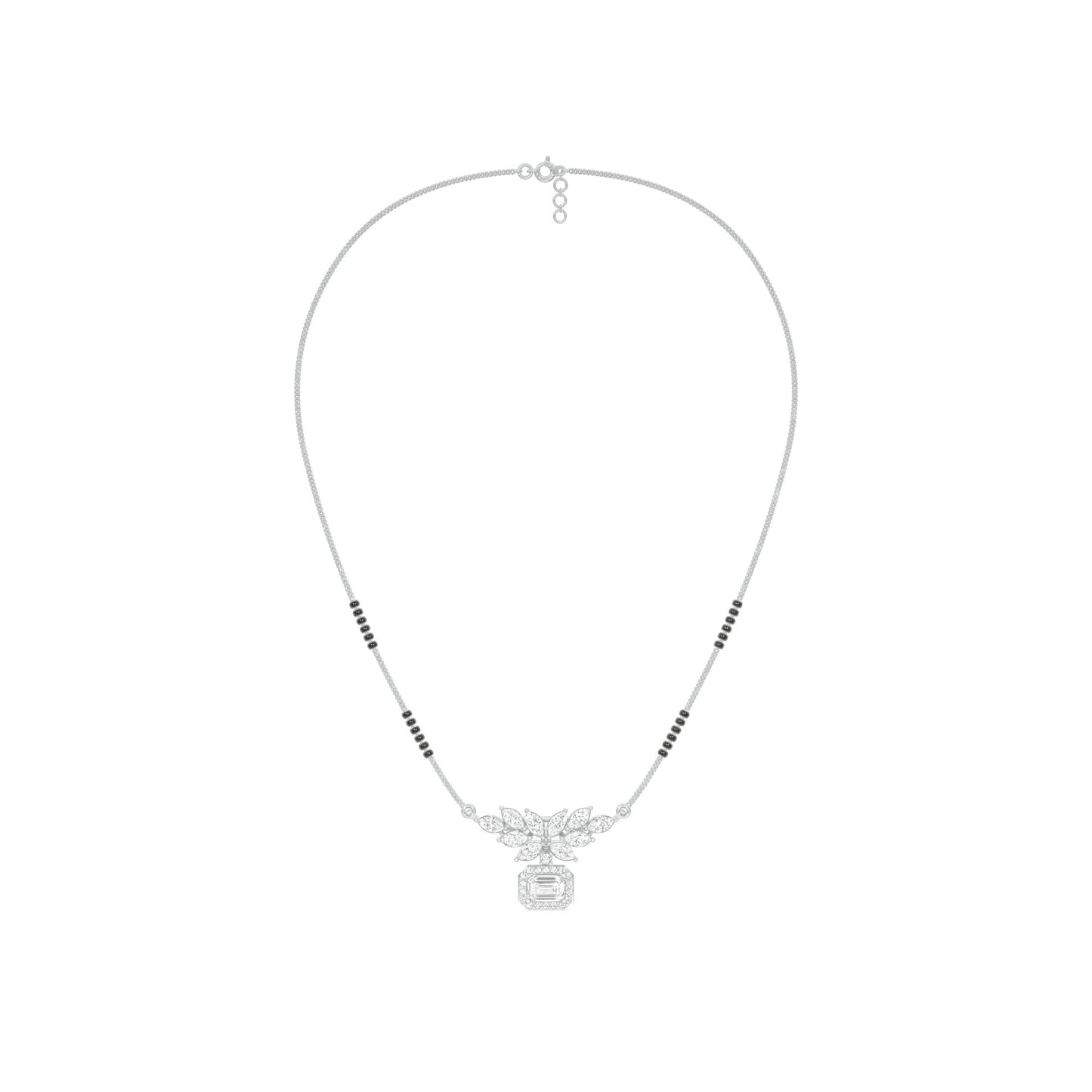 Modern Floral Diamond Mangalsutra 9 KT / White Gold