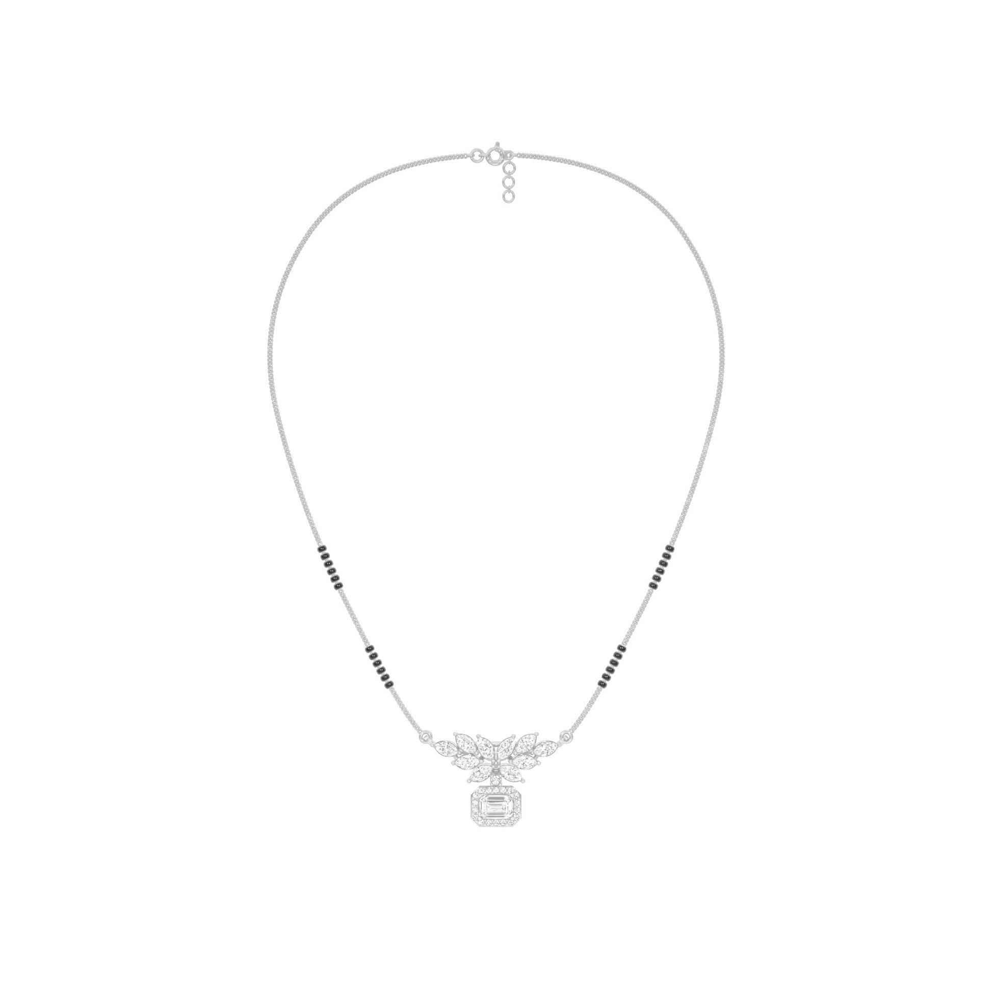 Modern Floral Diamond Mangalsutra 9 KT / White Gold