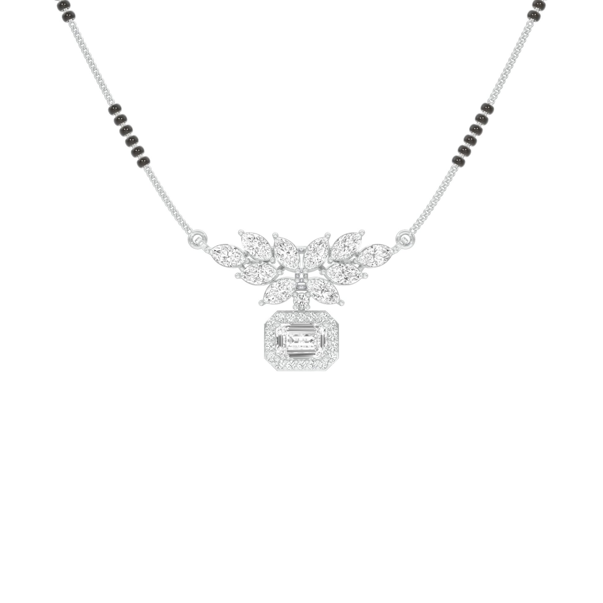Modern Floral Diamond Mangalsutra 9 KT / White Gold