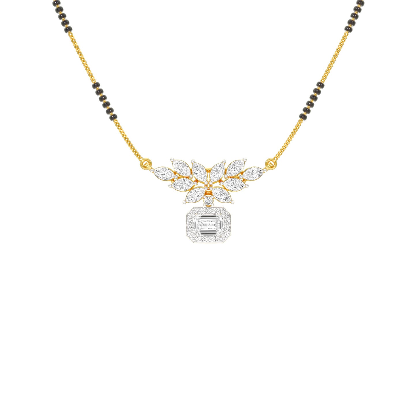 Modern Floral Diamond Mangalsutra 9 KT / Yellow Gold