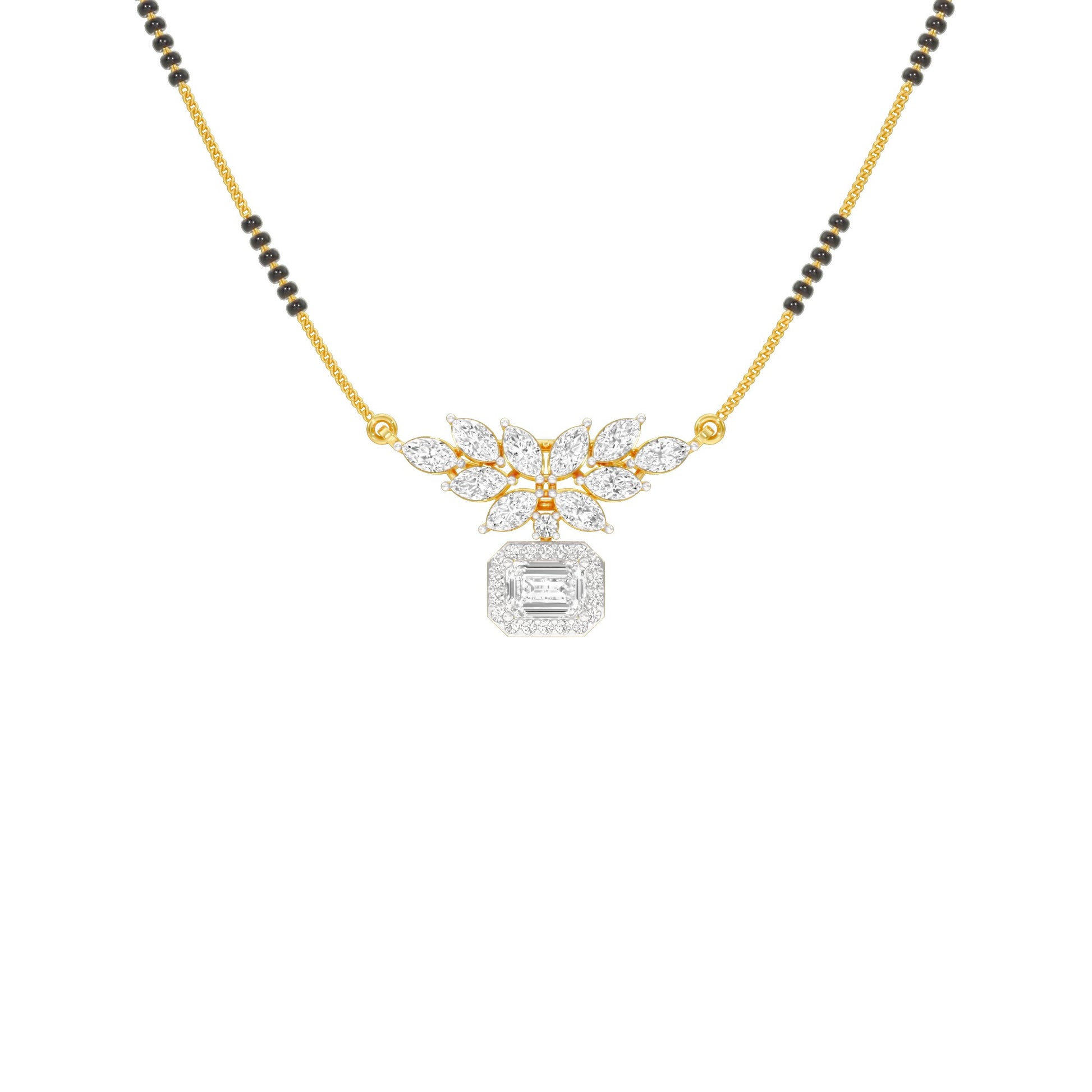 Modern Floral Diamond Mangalsutra 9 KT / Yellow Gold