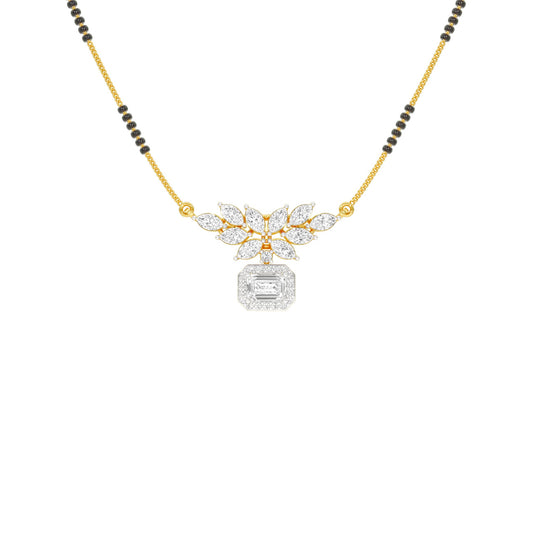 Modern Floral Diamond Mangalsutra 9 KT / Yellow Gold