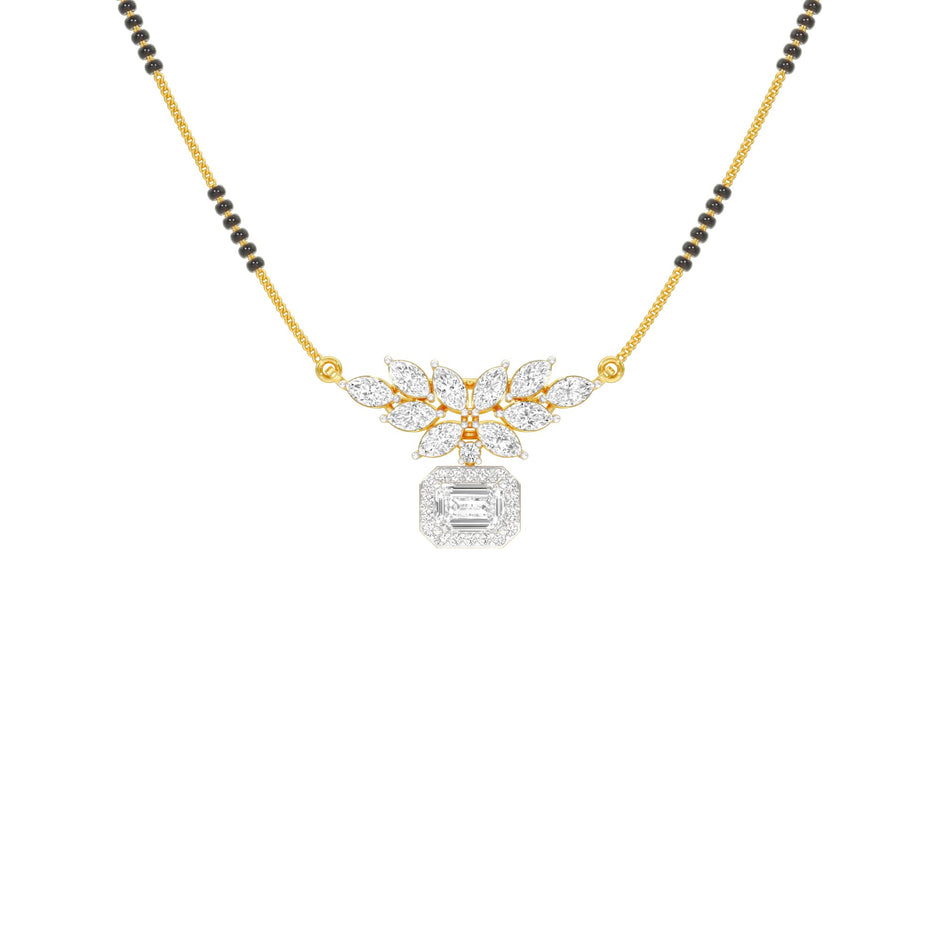 Modern Floral Diamond Mangalsutra 9 KT / Yellow Gold
