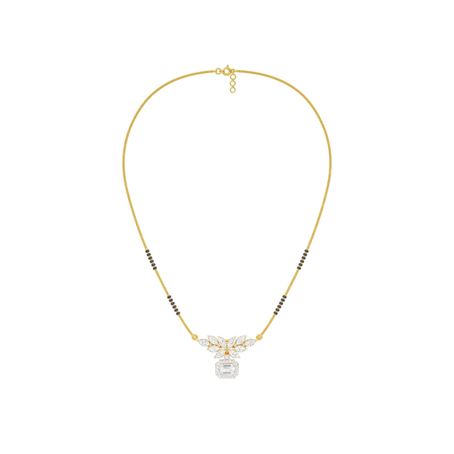 Modern Floral Diamond Mangalsutra 9 KT / Yellow Gold