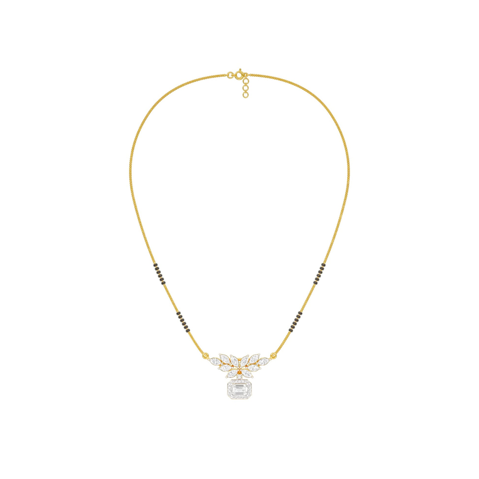Modern Floral Diamond Mangalsutra 9 KT / Yellow Gold