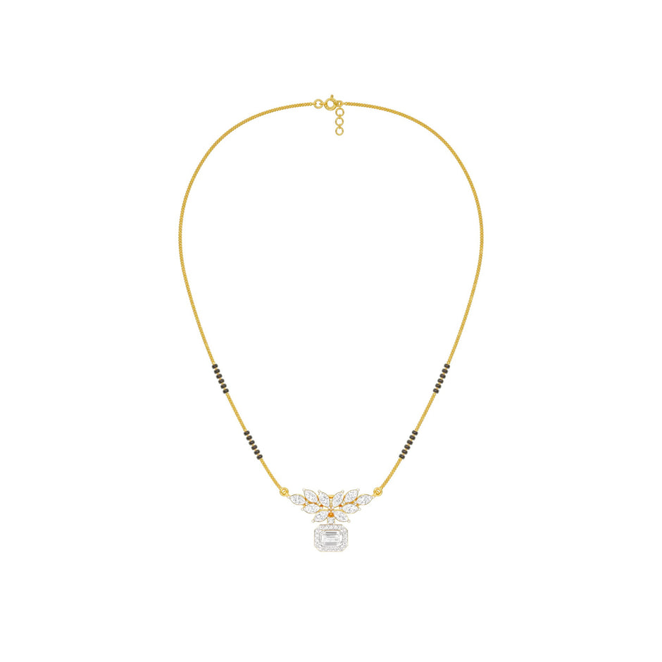 Modern Floral Diamond Mangalsutra 9 KT / Yellow Gold