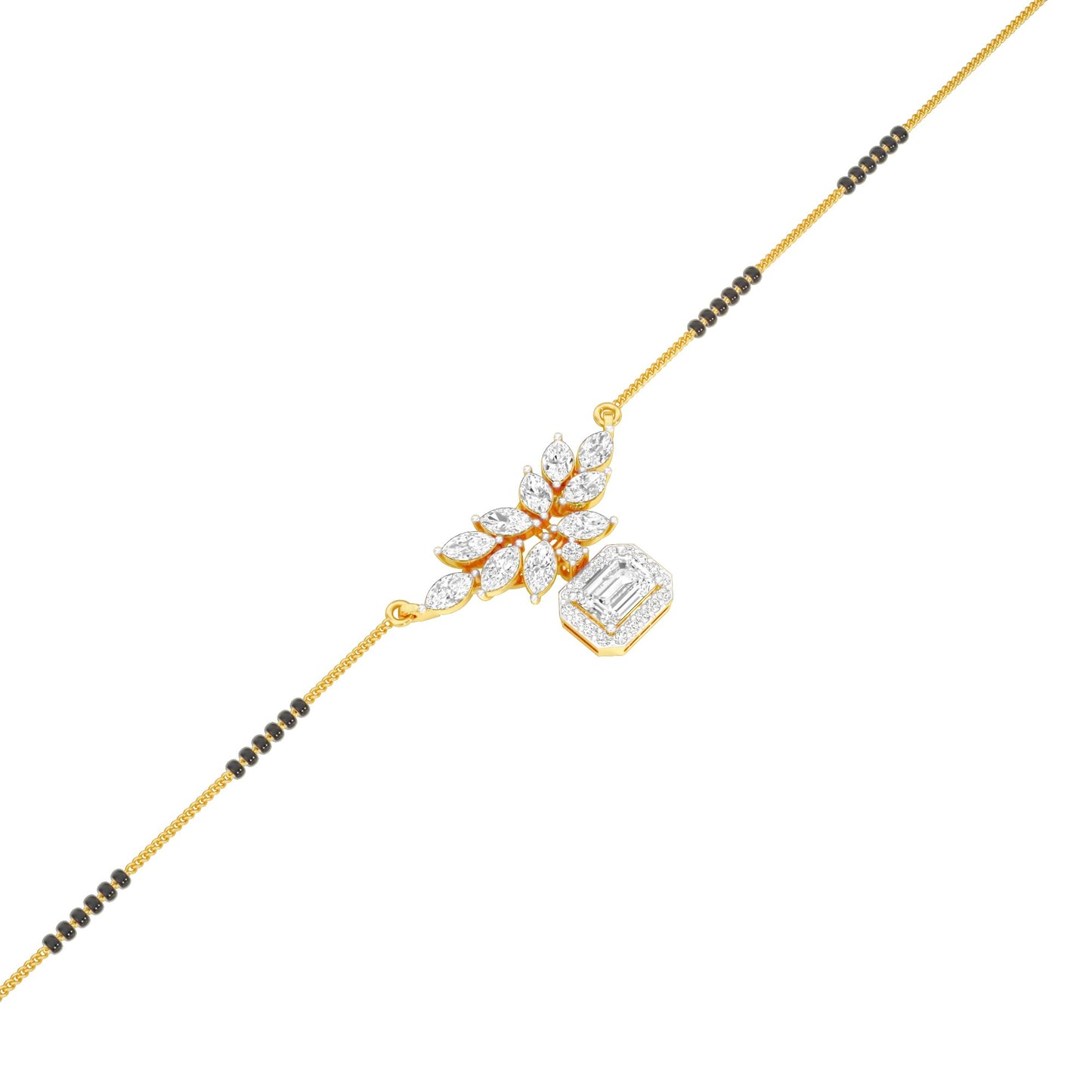 Modern Floral Diamond Mangalsutra 9 KT / Yellow Gold