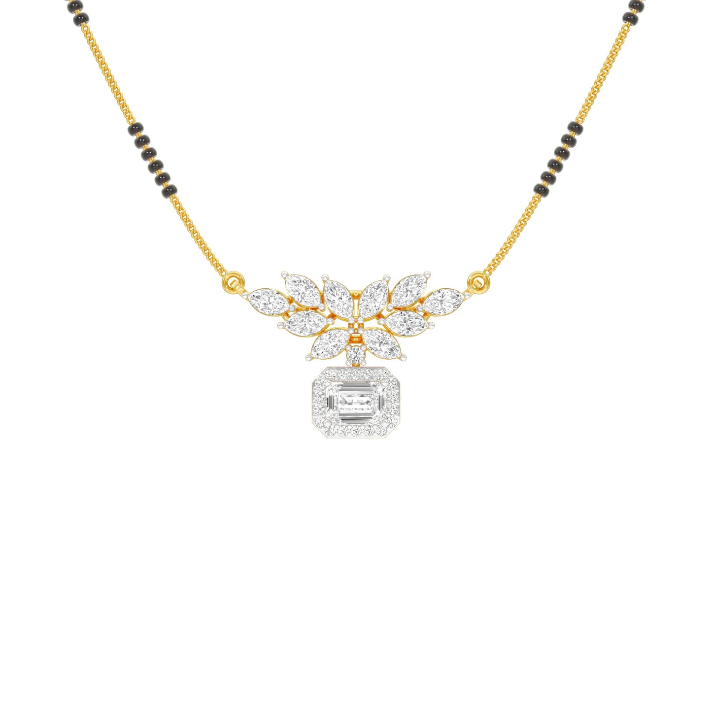 Modern Floral Diamond Mangalsutra 9 KT / Yellow Gold