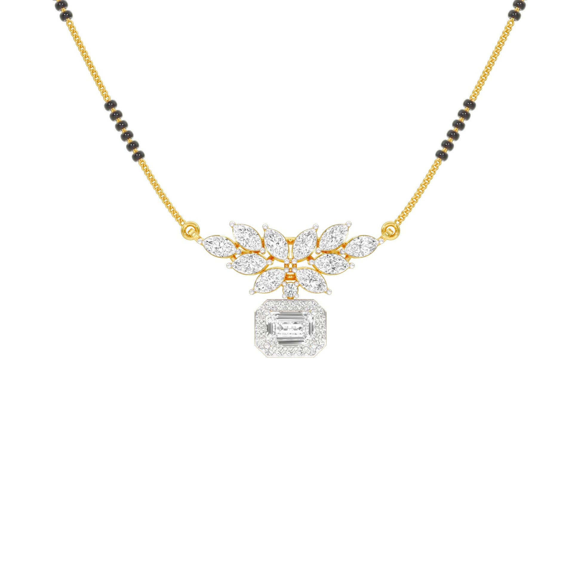 Modern Floral Diamond Mangalsutra 9 KT / Yellow Gold