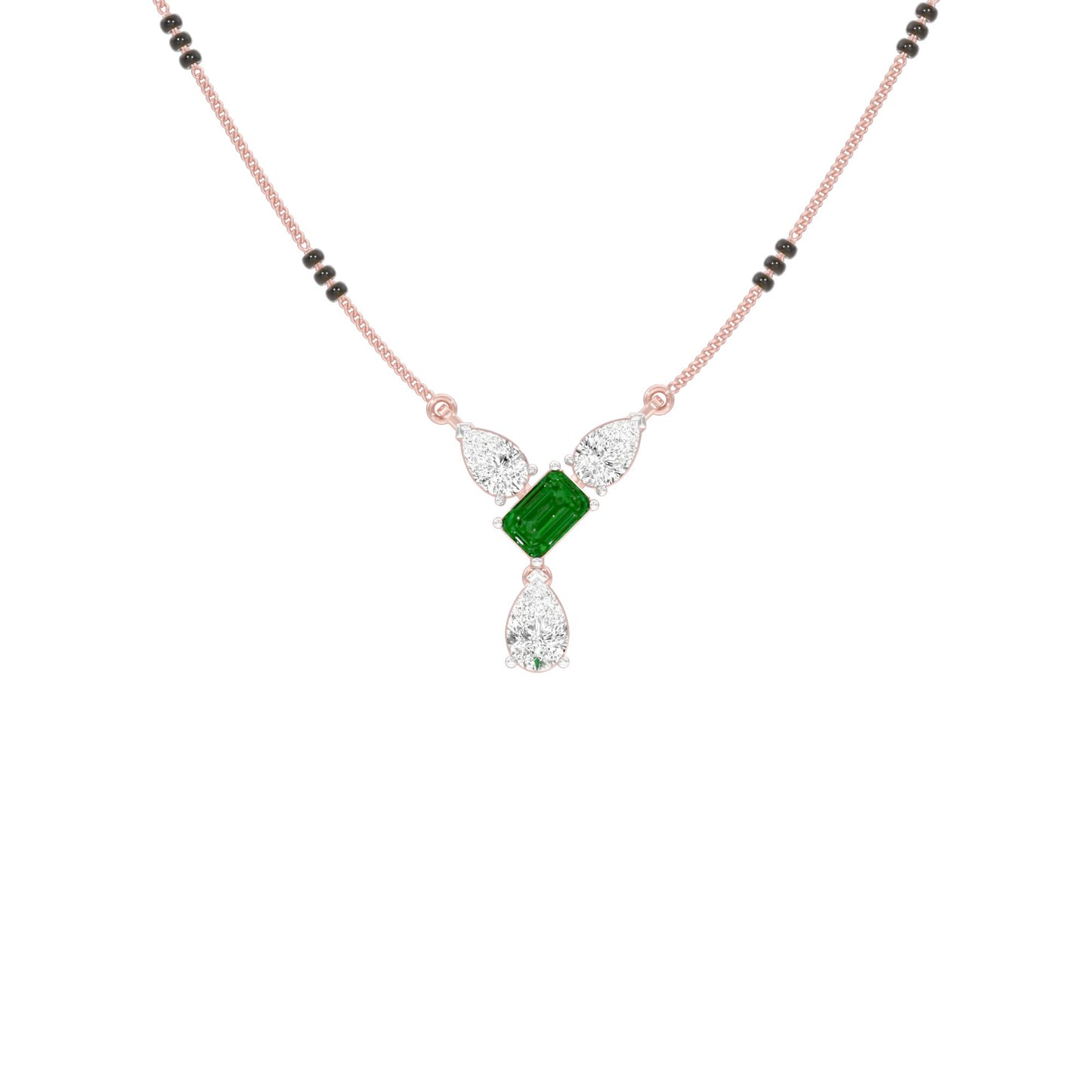 Eternal Emerald Cut Pear Diamond Mangalsutra 9 KT / Rose Gold