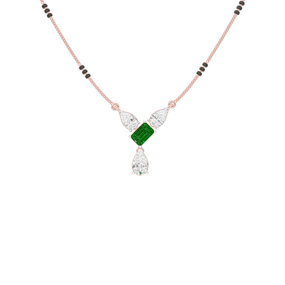 Eternal Emerald Cut Pear Diamond Mangalsutra 9 KT / Rose Gold
