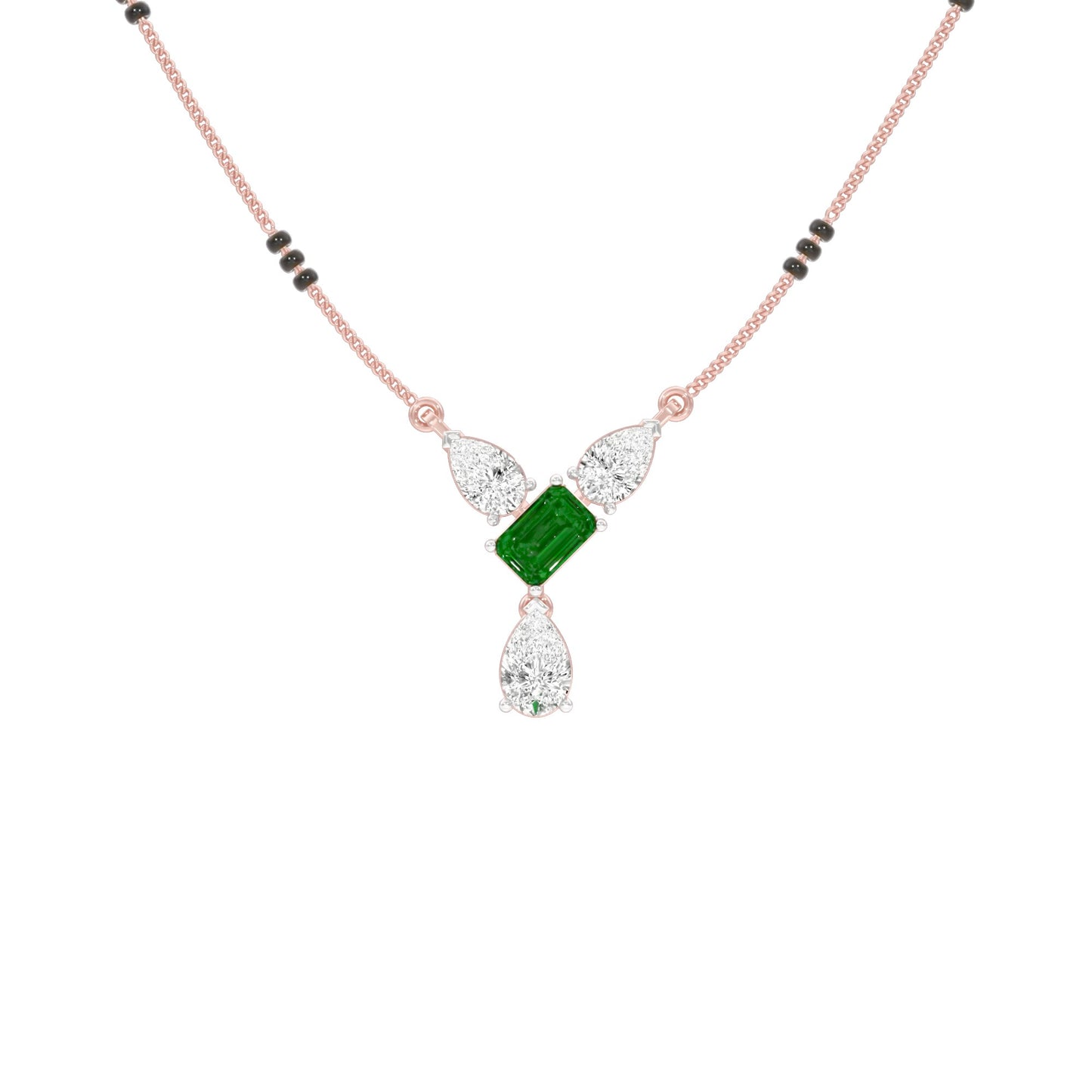Eternal Emerald Cut Pear Diamond Mangalsutra 9 KT / Rose Gold