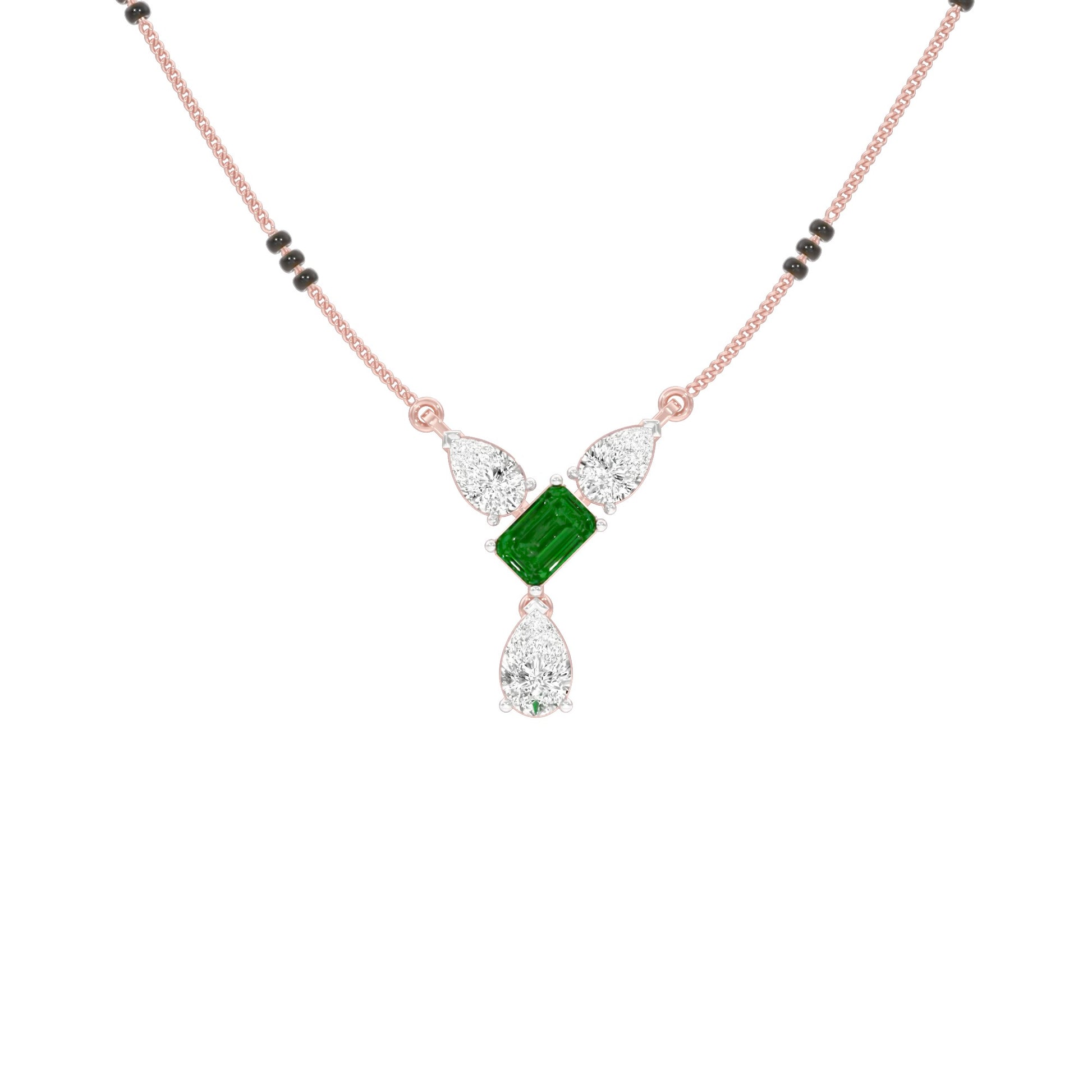Eternal Emerald Cut Pear Diamond Mangalsutra 9 KT / Rose Gold