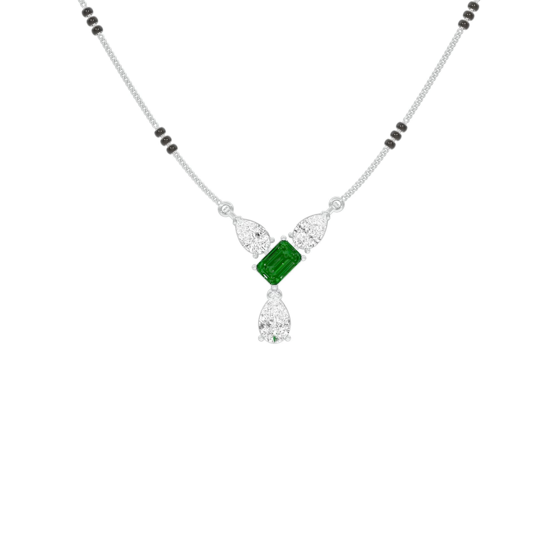 Eternal Emerald Cut Pear Diamond Mangalsutra 9 KT / White Gold