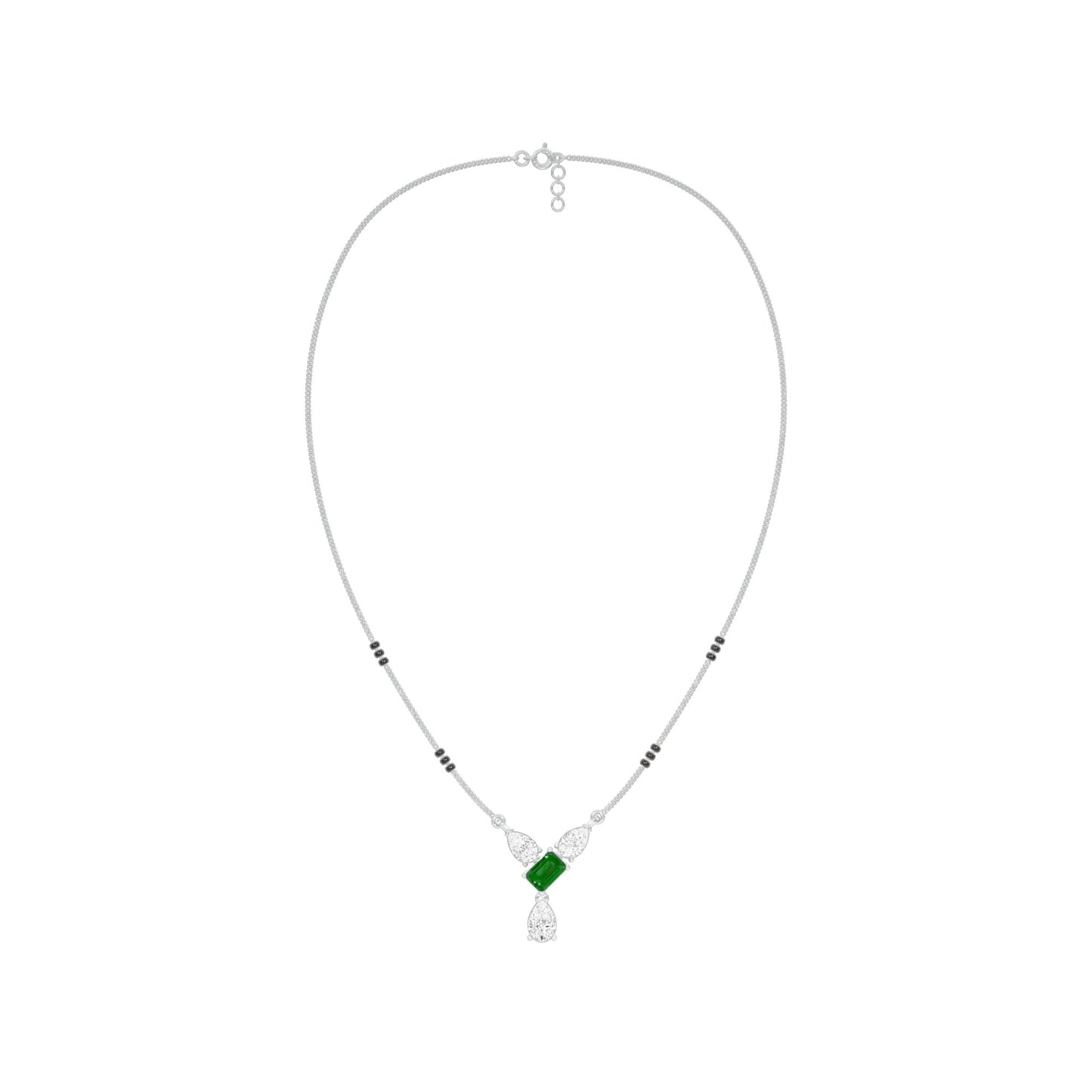 Eternal Emerald Cut Pear Diamond Mangalsutra 9 KT / White Gold