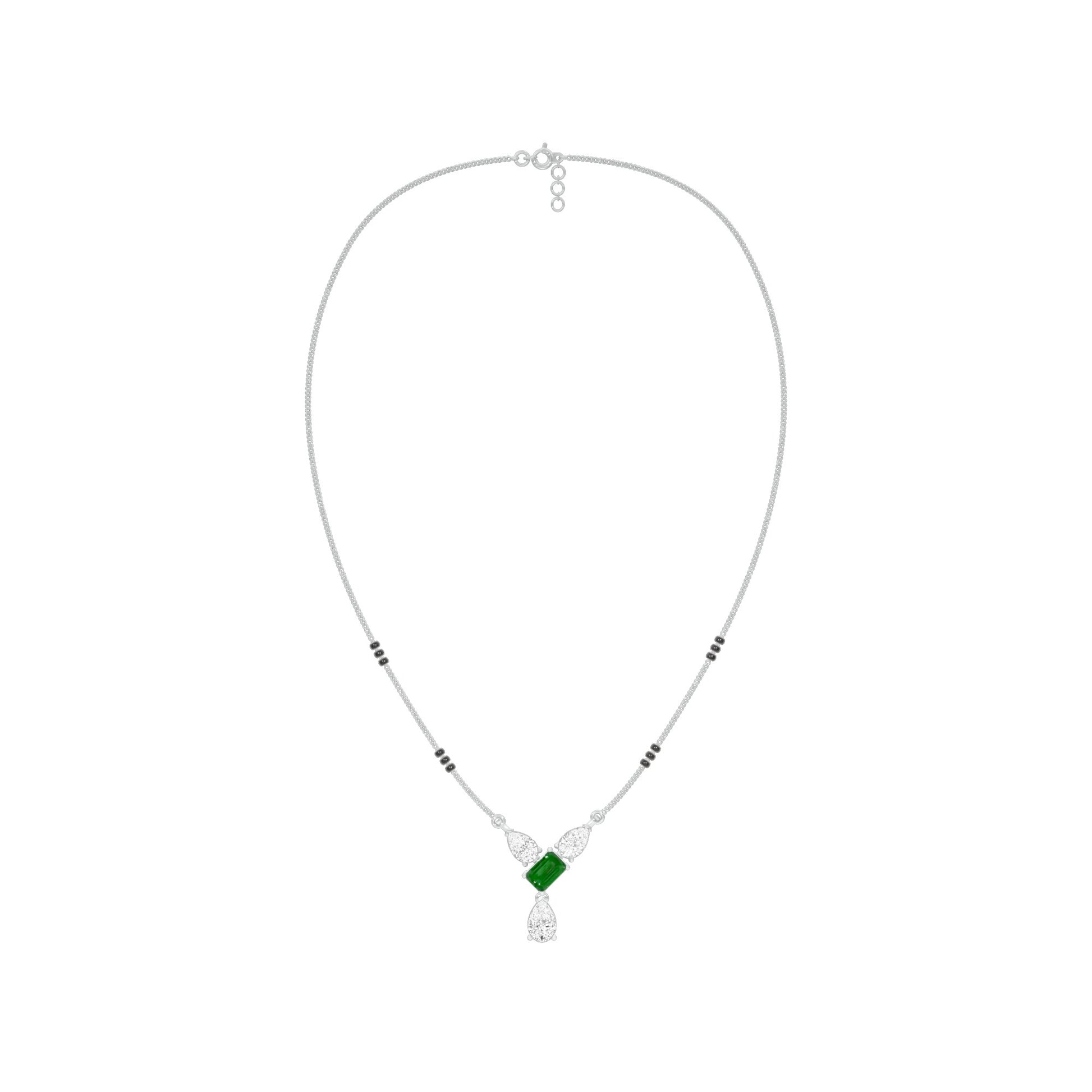 Eternal Emerald Cut Pear Diamond Mangalsutra 9 KT / White Gold