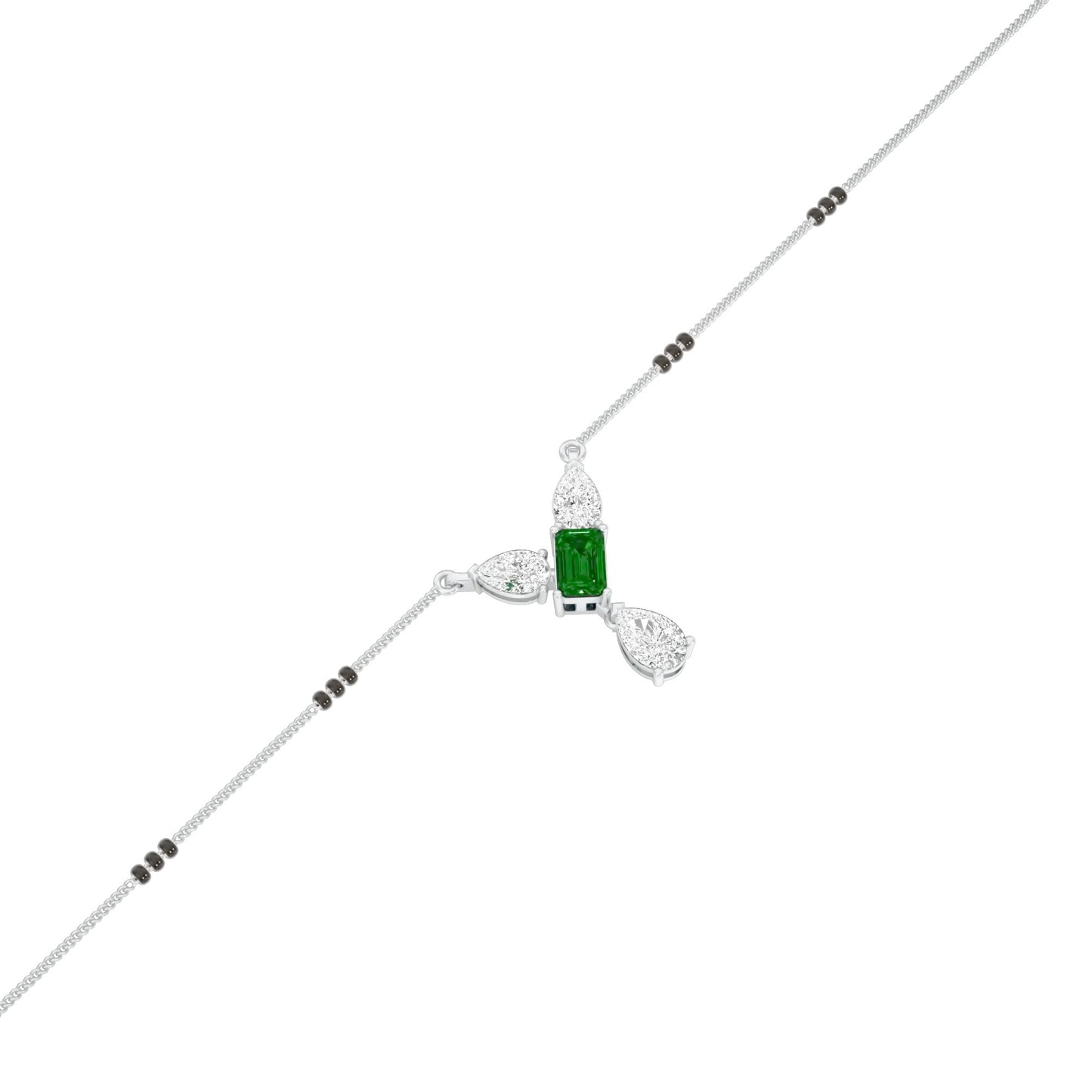 Eternal Emerald Cut Pear Diamond Mangalsutra 9 KT / White Gold