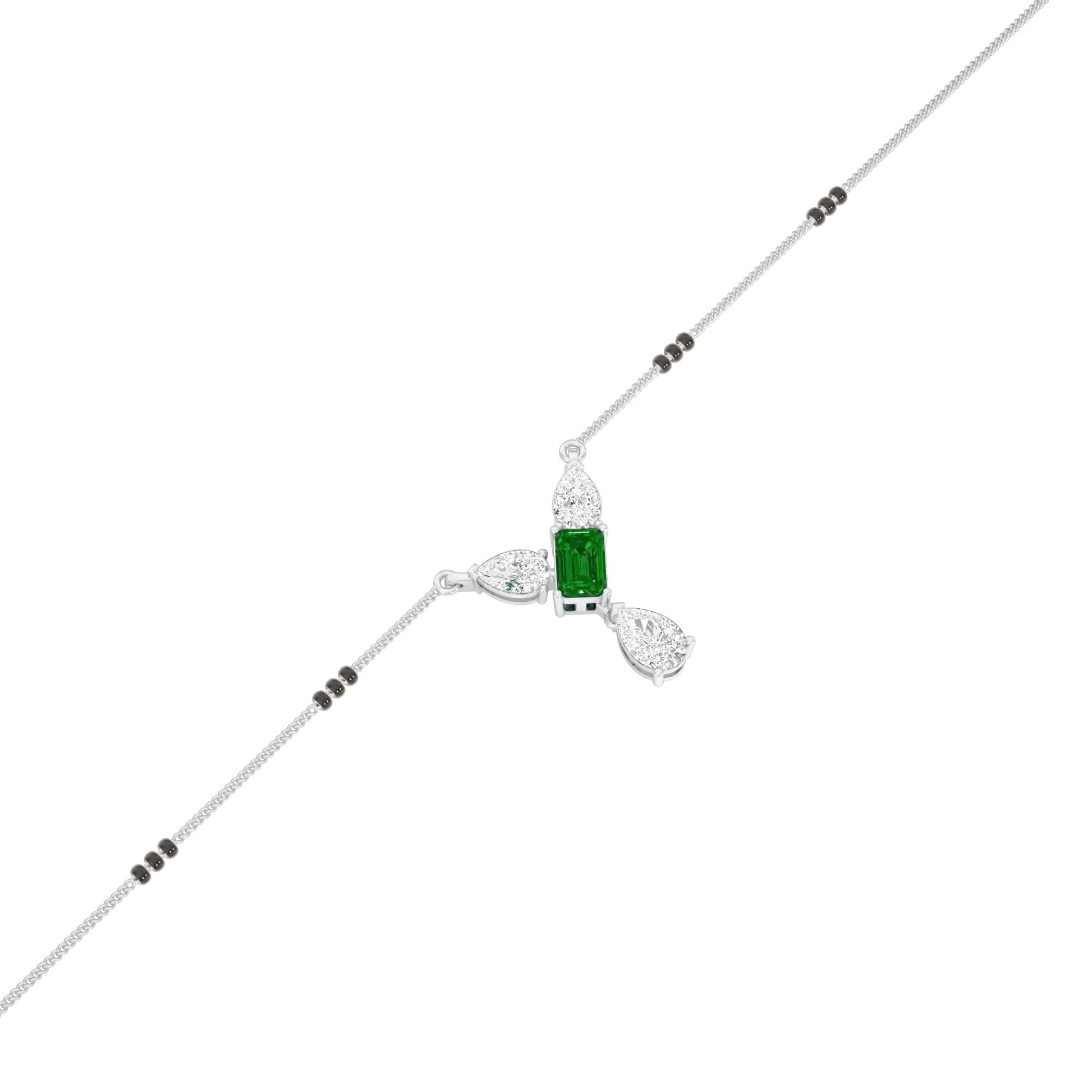 Eternal Emerald Cut Pear Diamond Mangalsutra 9 KT / White Gold