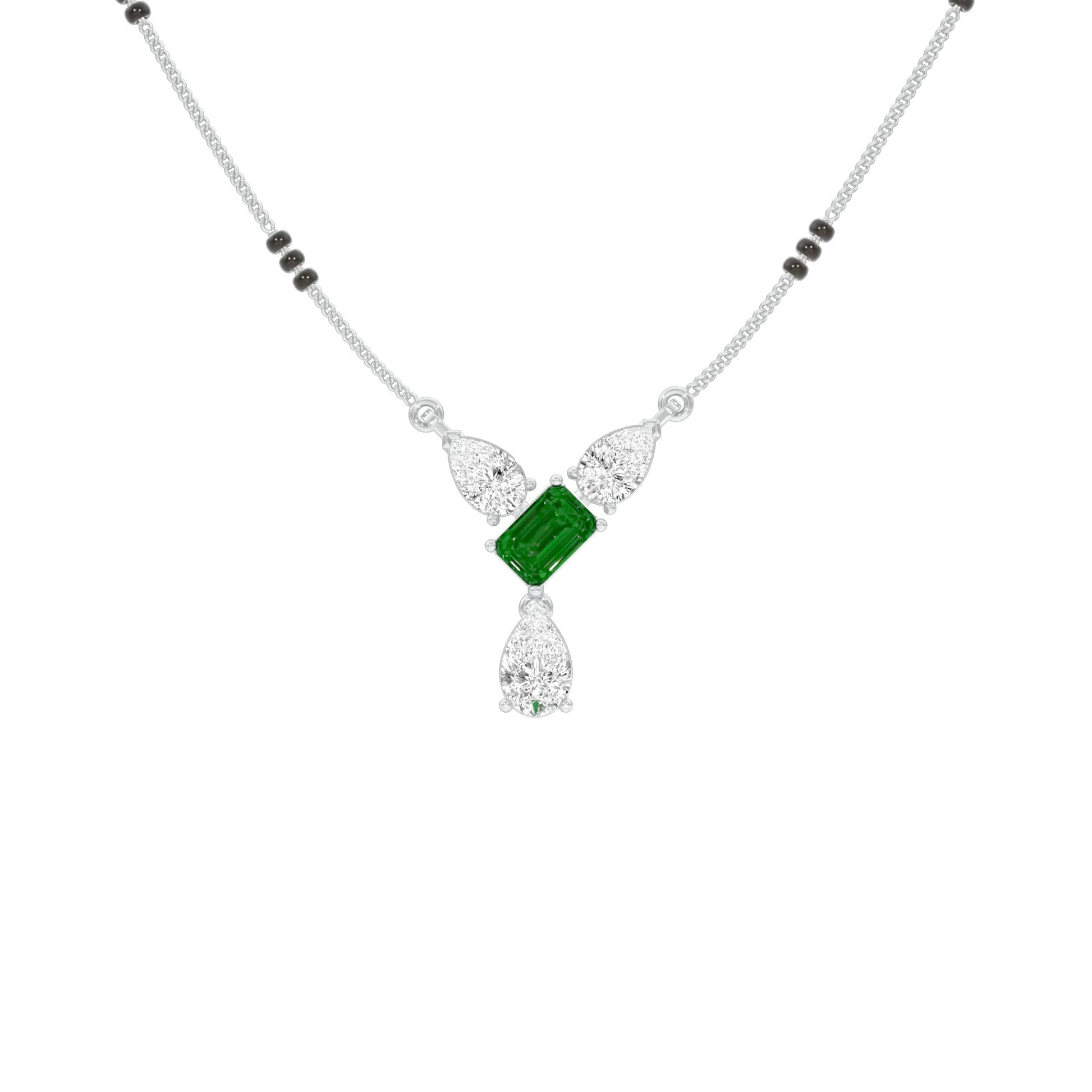 Eternal Emerald Cut Pear Diamond Mangalsutra 9 KT / White Gold