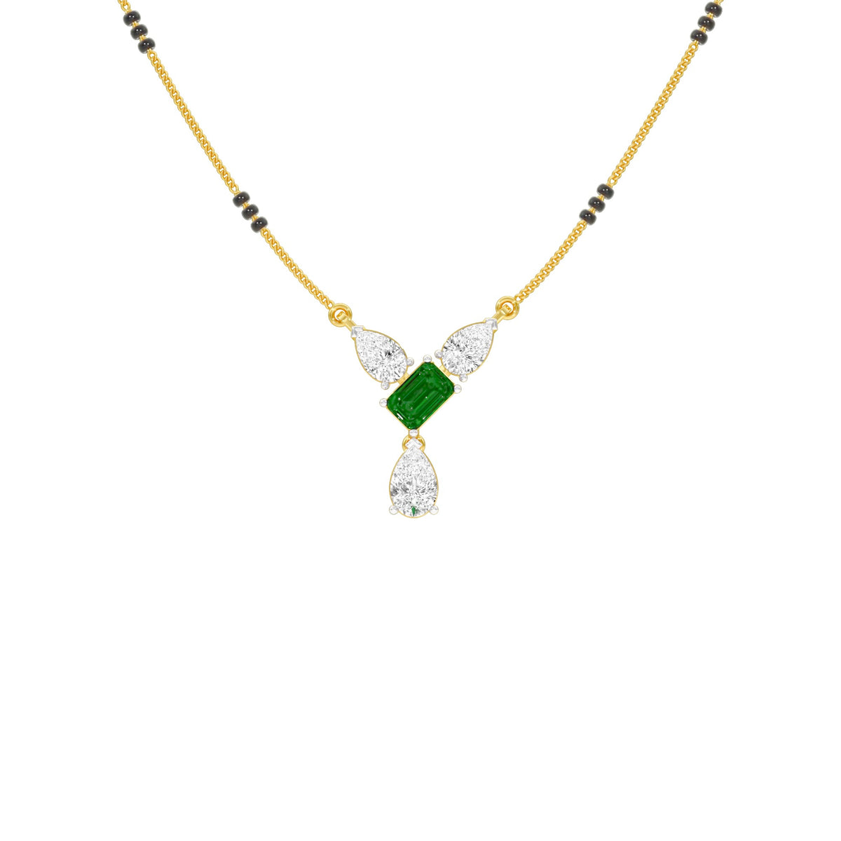 Eternal Emerald Cut Pear Diamond Mangalsutra 9 KT / Yellow Gold