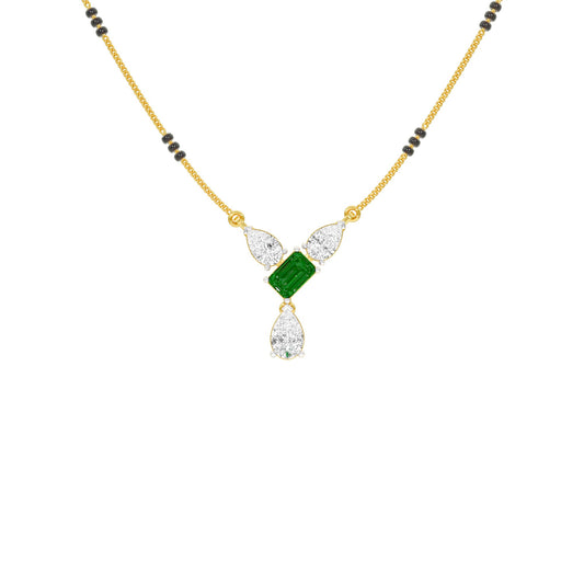 Eternal Emerald Cut Pear Diamond Mangalsutra 9 KT / Yellow Gold