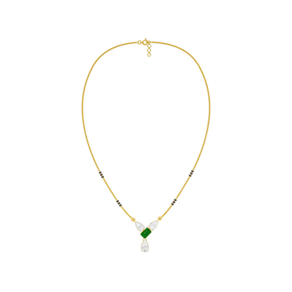 Eternal Emerald Cut Pear Diamond Mangalsutra 9 KT / Yellow Gold