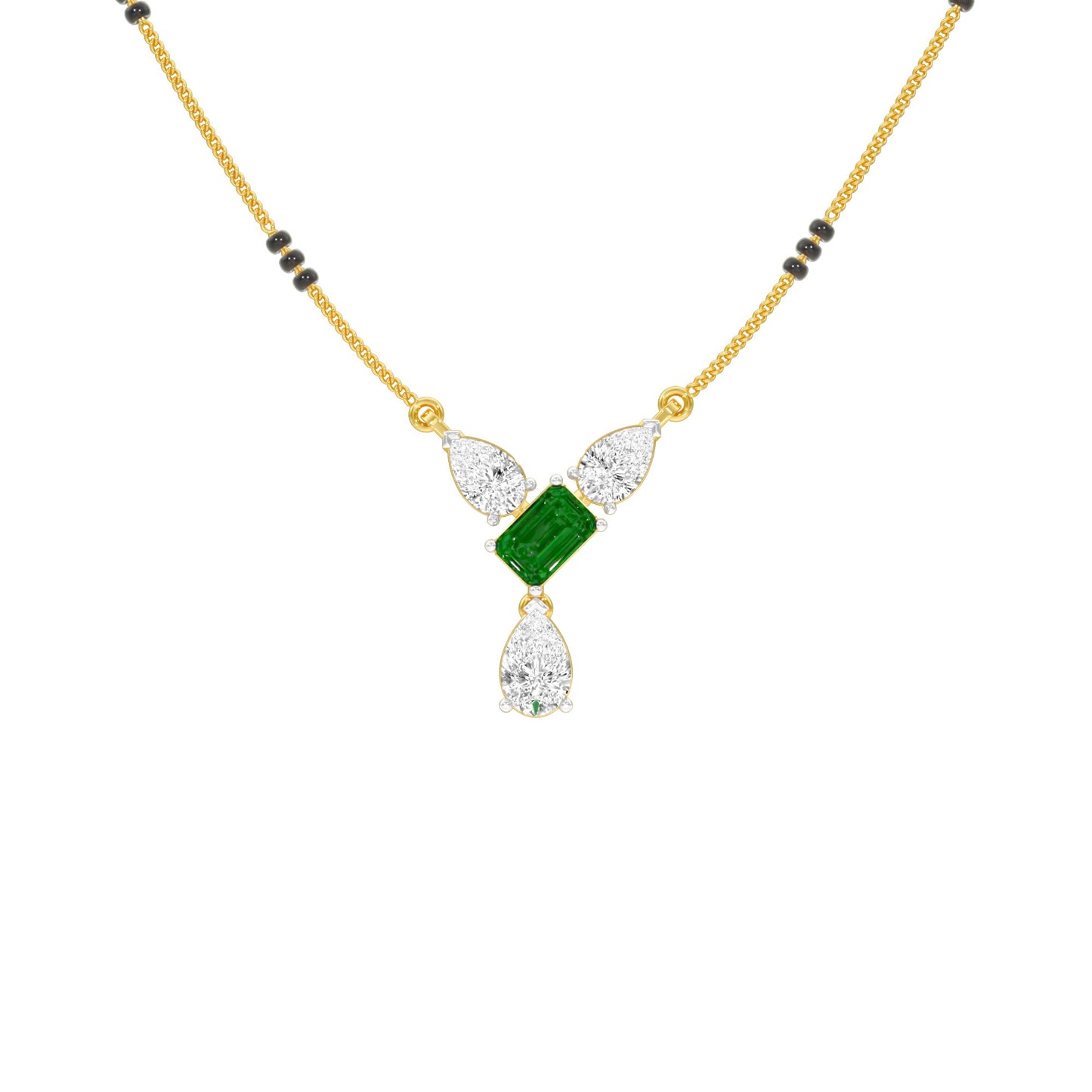 Eternal Emerald Cut Pear Diamond Mangalsutra 9 KT / Yellow Gold