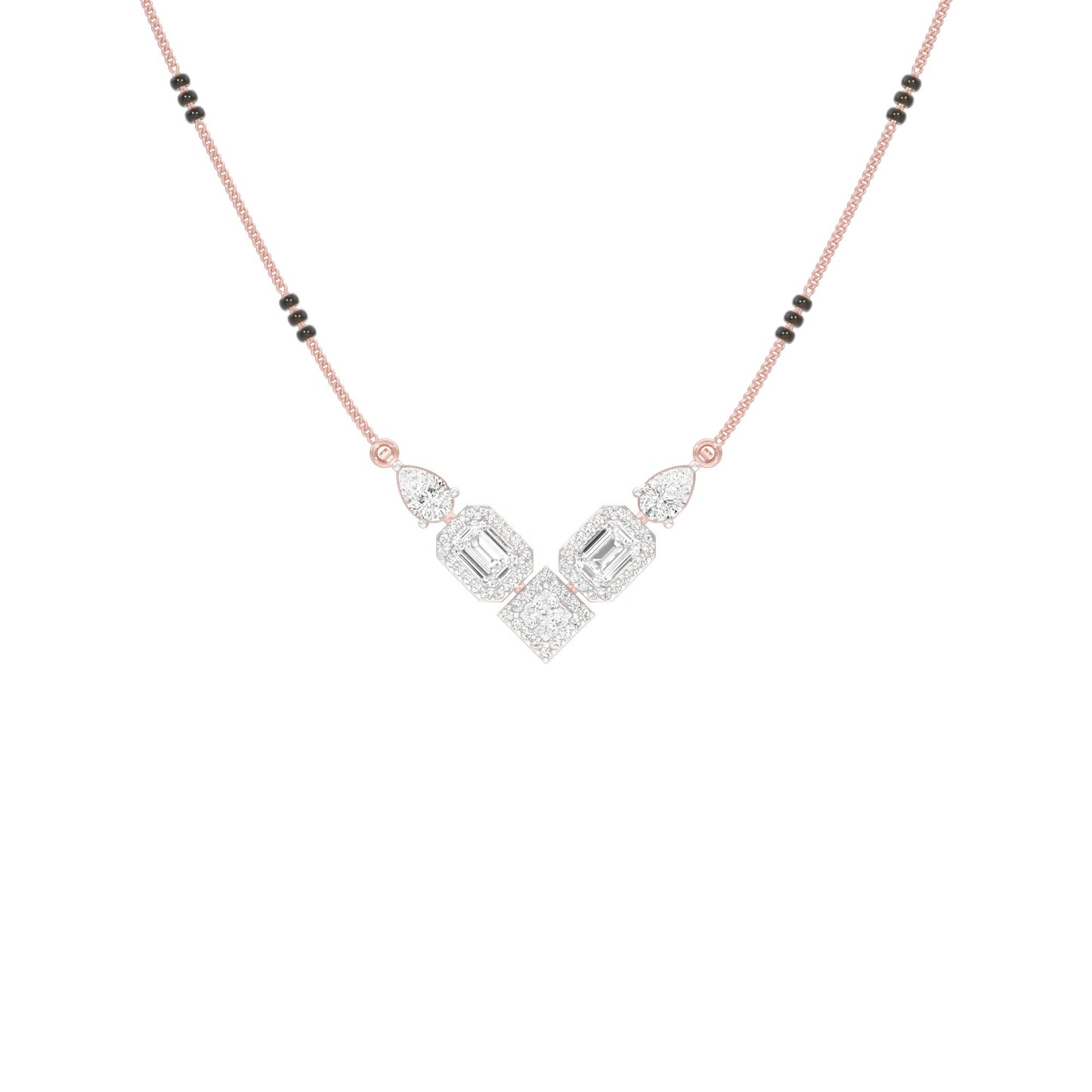 Chevron Charm Diamond Mangalsutra 9 KT / Rose Gold