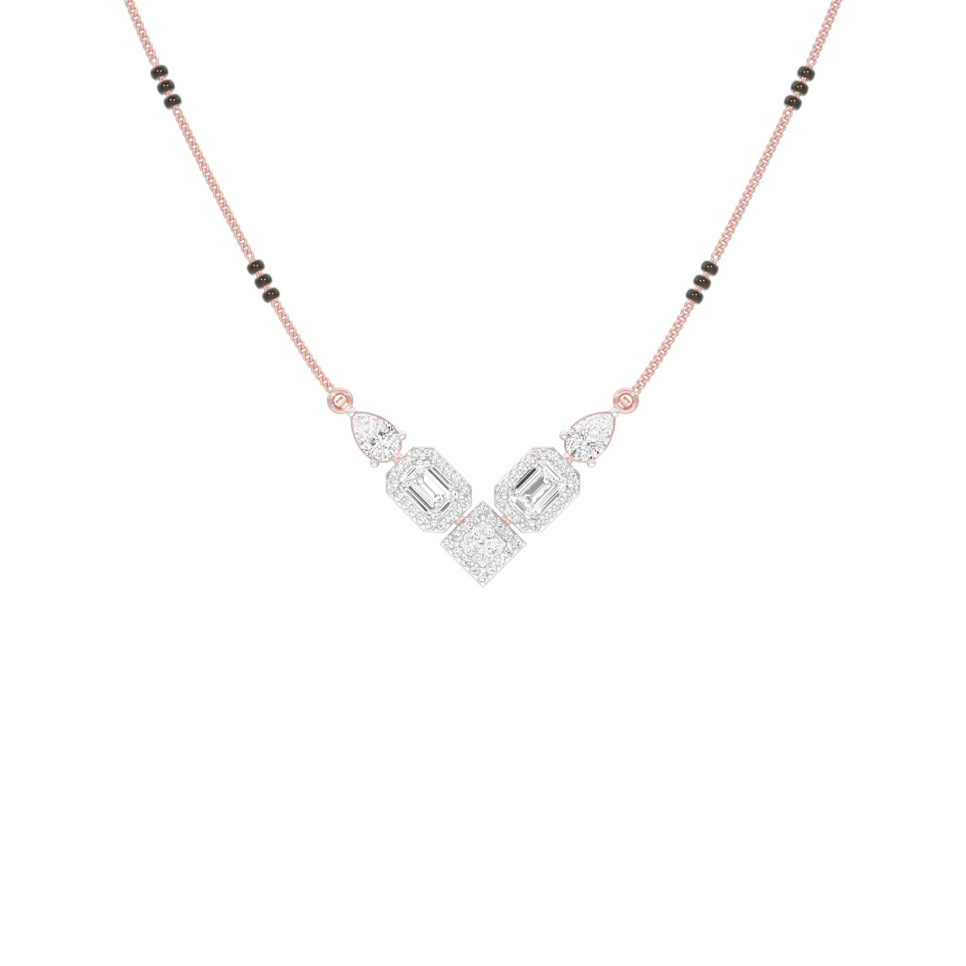 Chevron Charm Diamond Mangalsutra 9 KT / Rose Gold