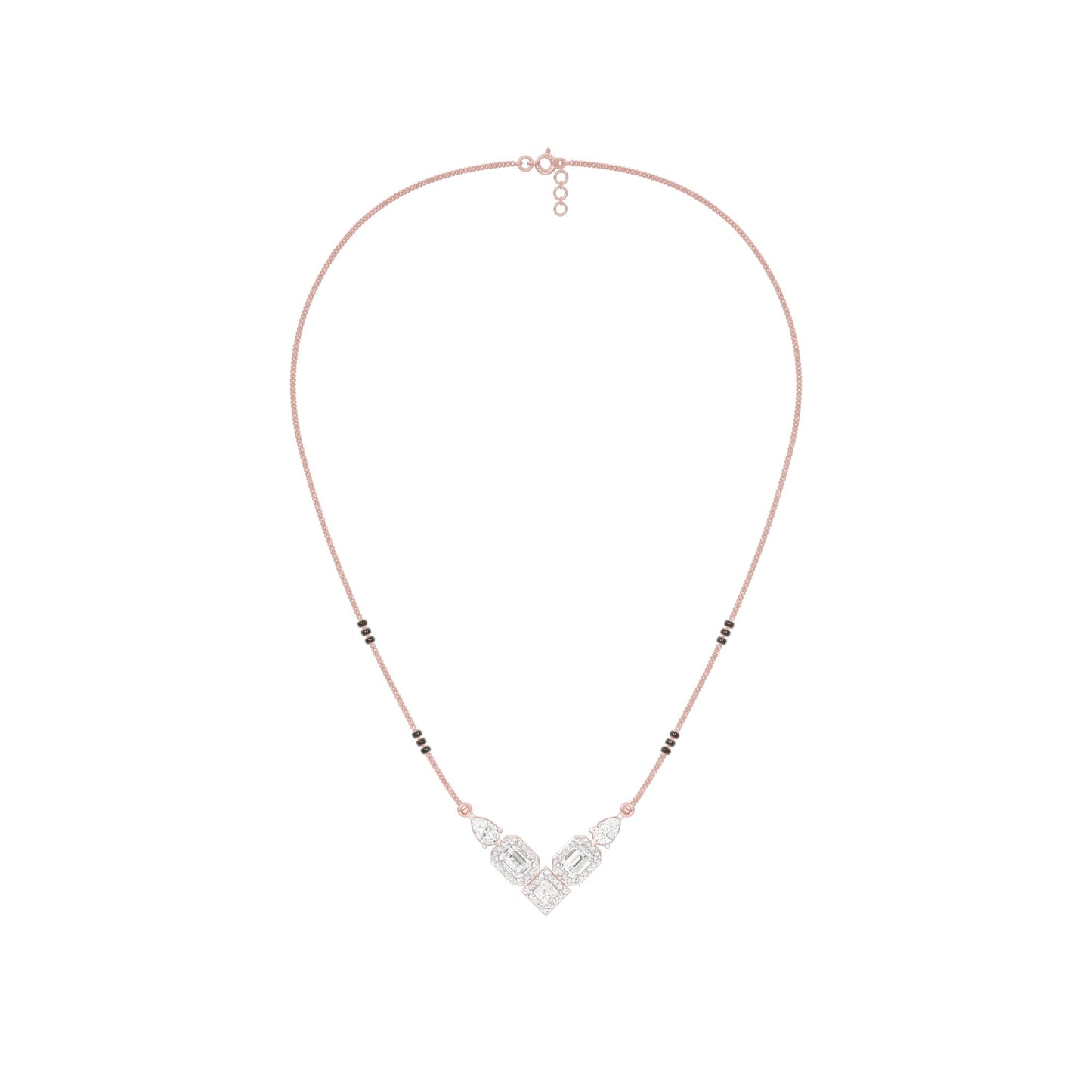 Chevron Charm Diamond Mangalsutra 9 KT / Rose Gold