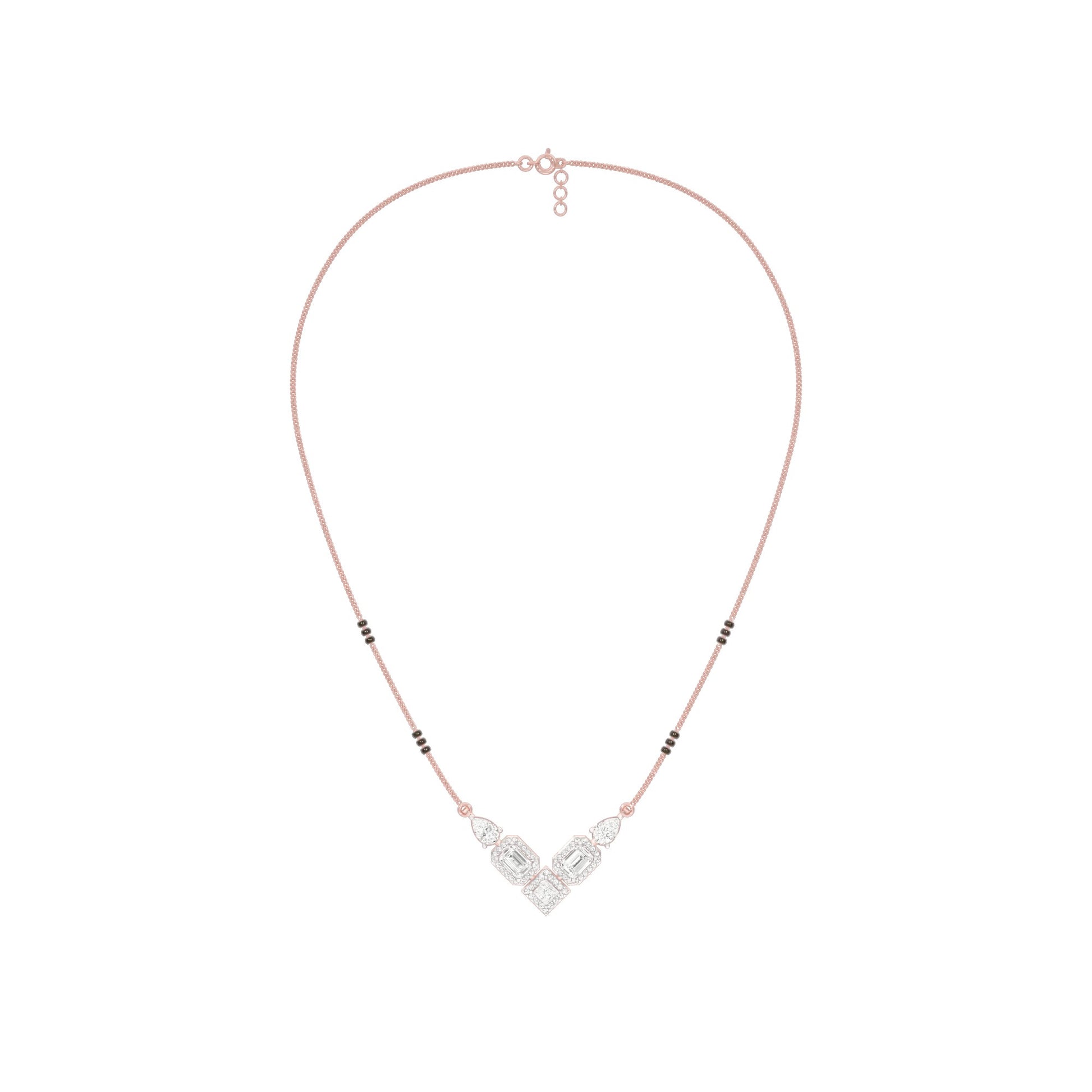 Chevron Charm Diamond Mangalsutra 9 KT / Rose Gold