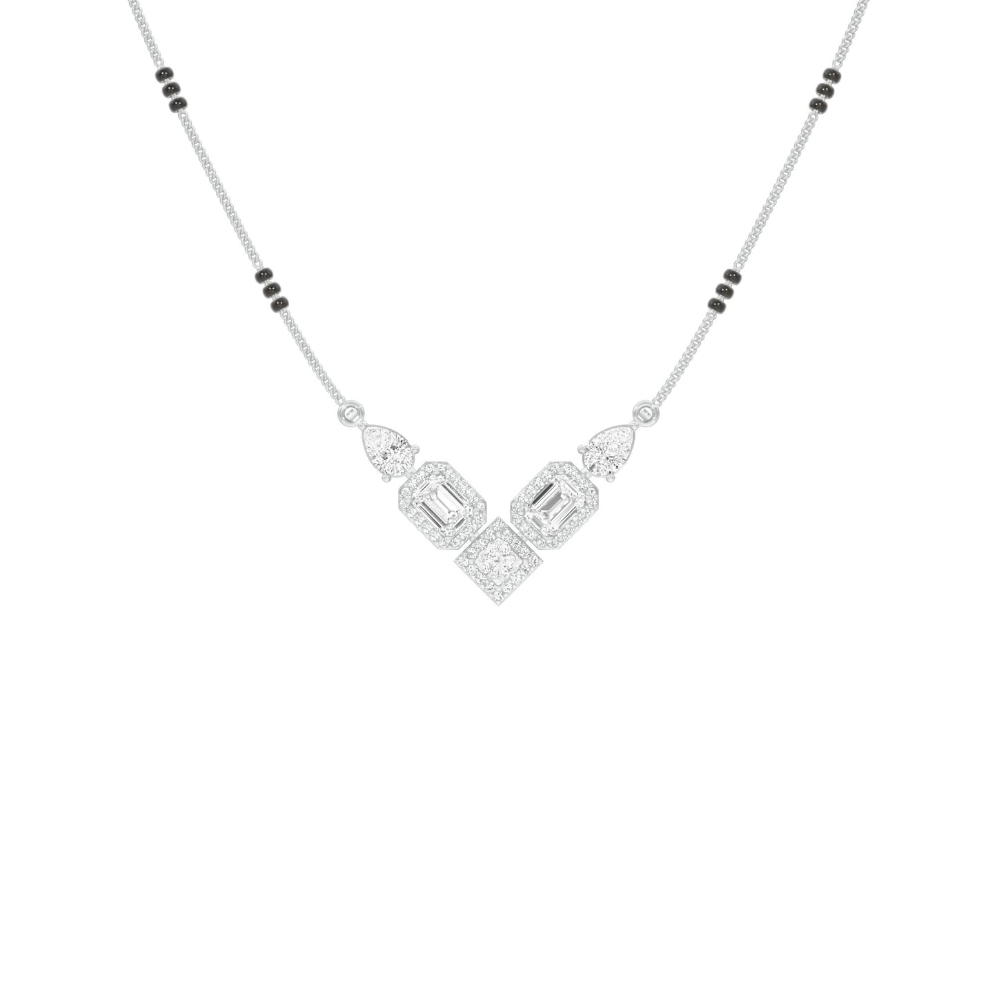 Chevron Charm Diamond Mangalsutra 9 KT / White Gold