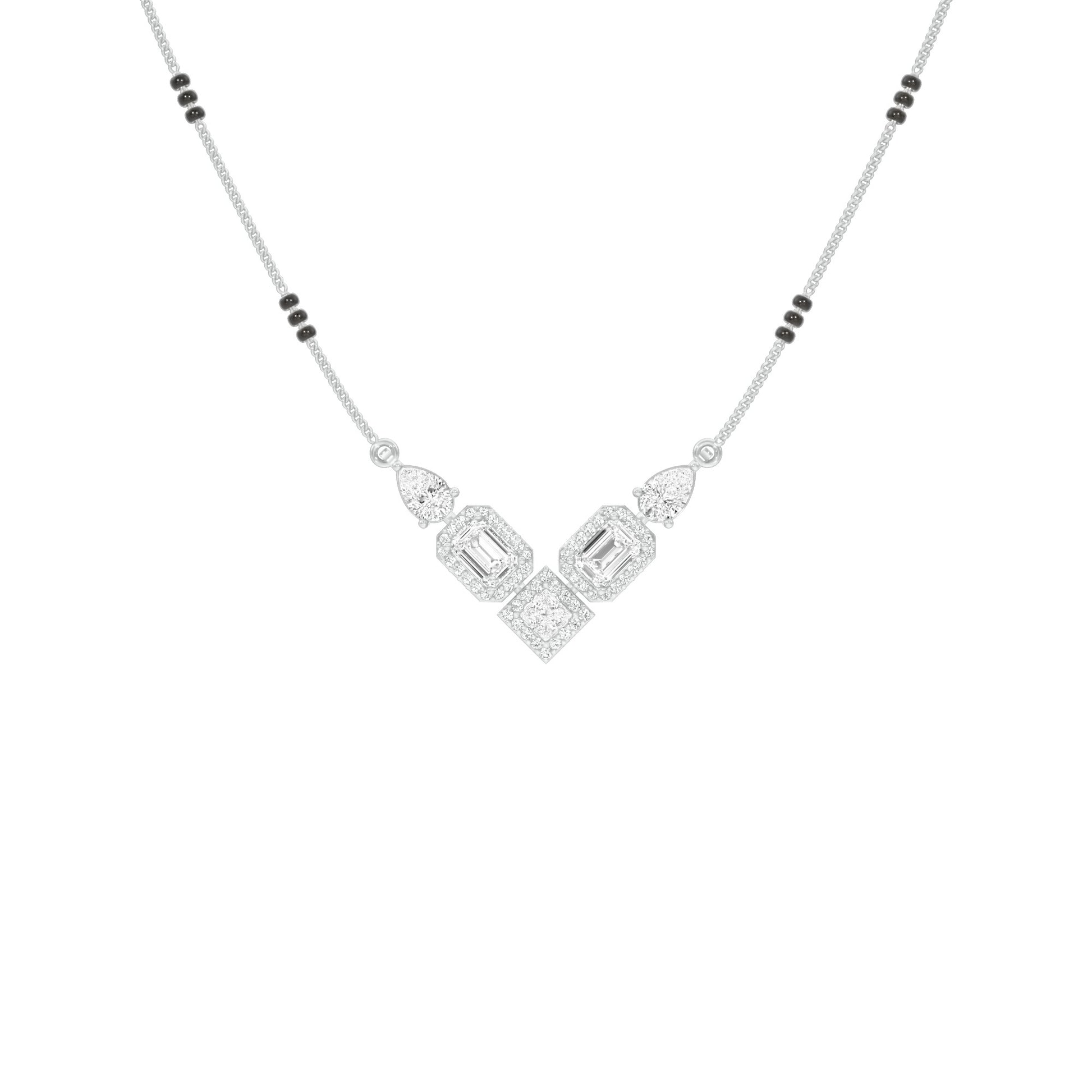 Chevron Charm Diamond Mangalsutra 9 KT / White Gold