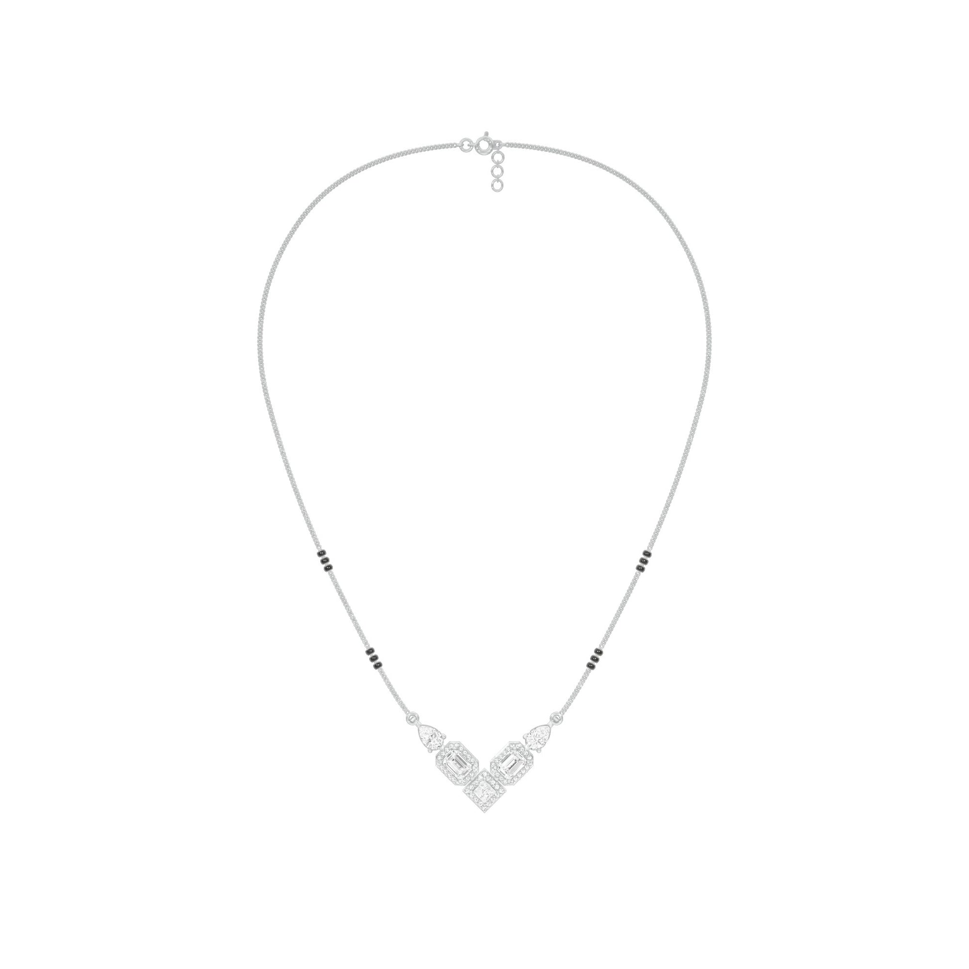 Chevron Charm Diamond Mangalsutra 9 KT / White Gold