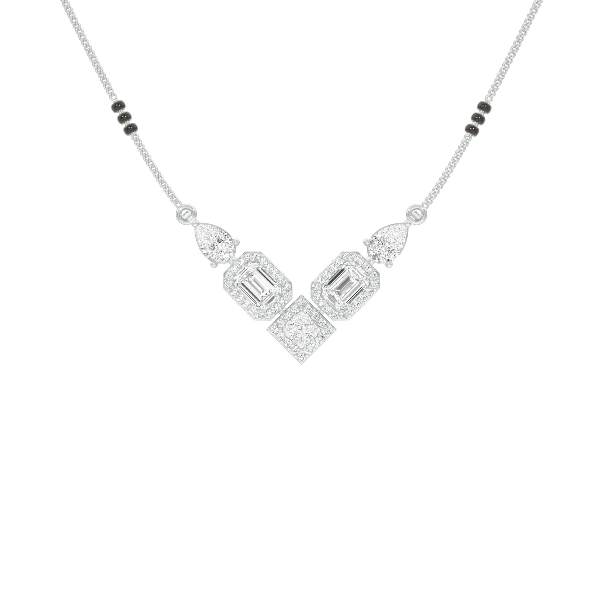 Chevron Charm Diamond Mangalsutra 9 KT / White Gold
