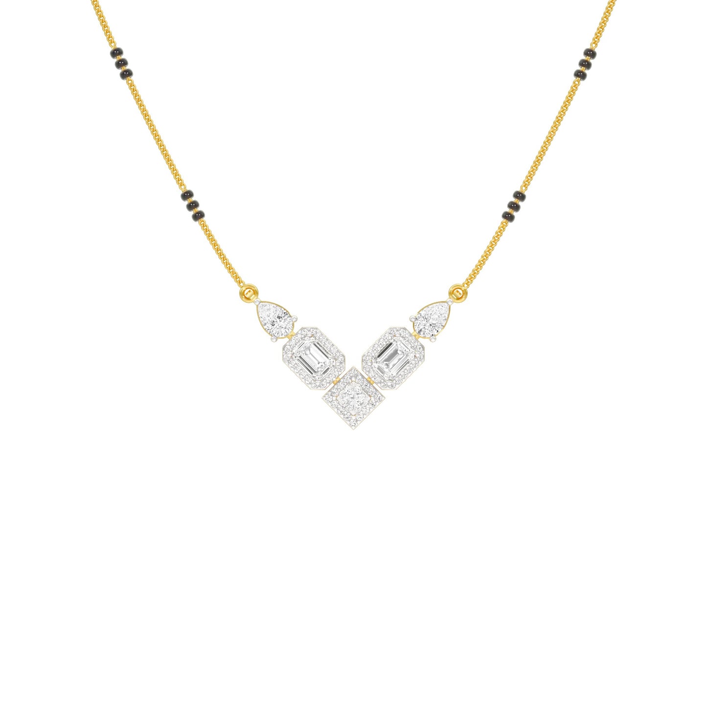 Chevron Charm Diamond Mangalsutra 9 KT / Yellow Gold