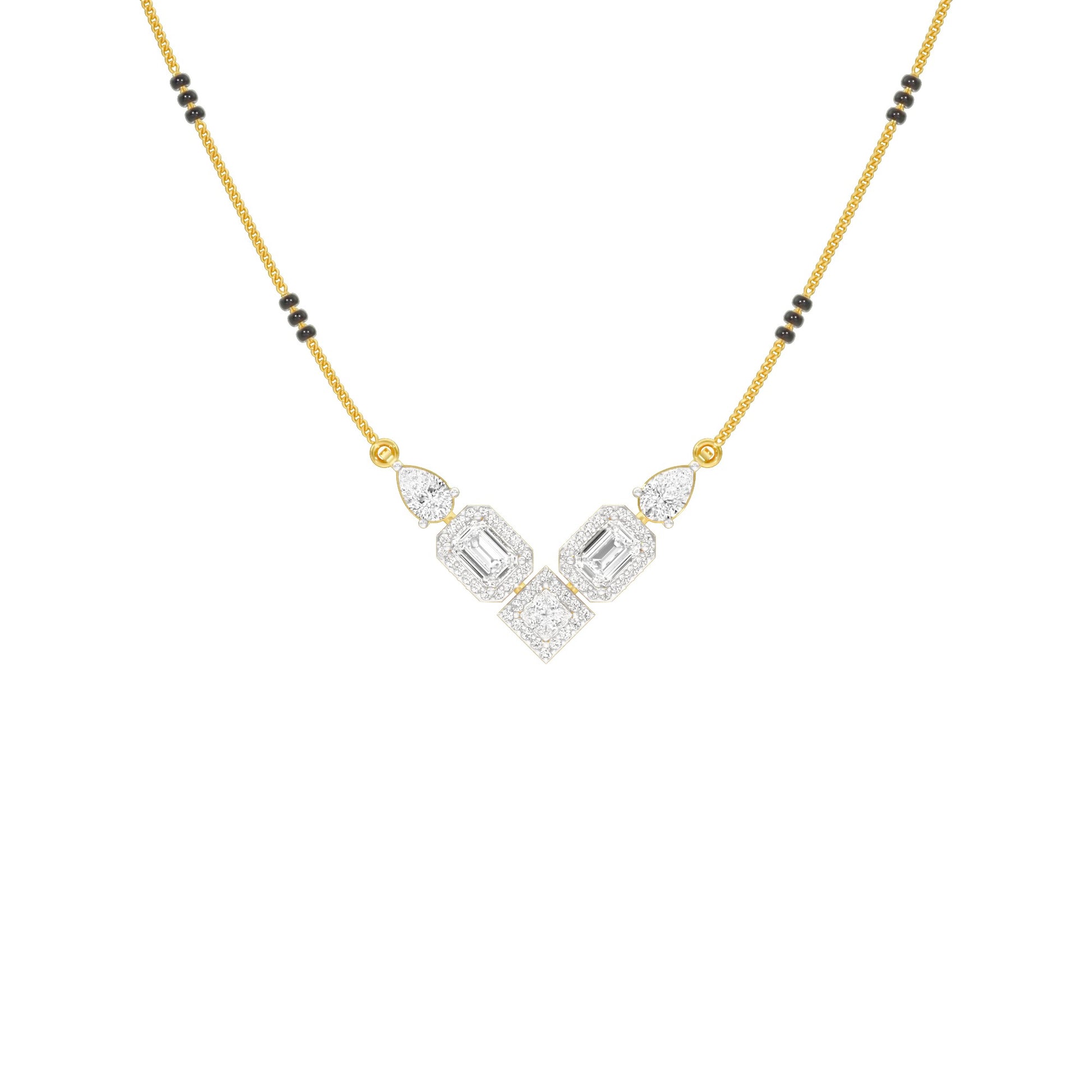 Chevron Charm Diamond Mangalsutra 9 KT / Yellow Gold