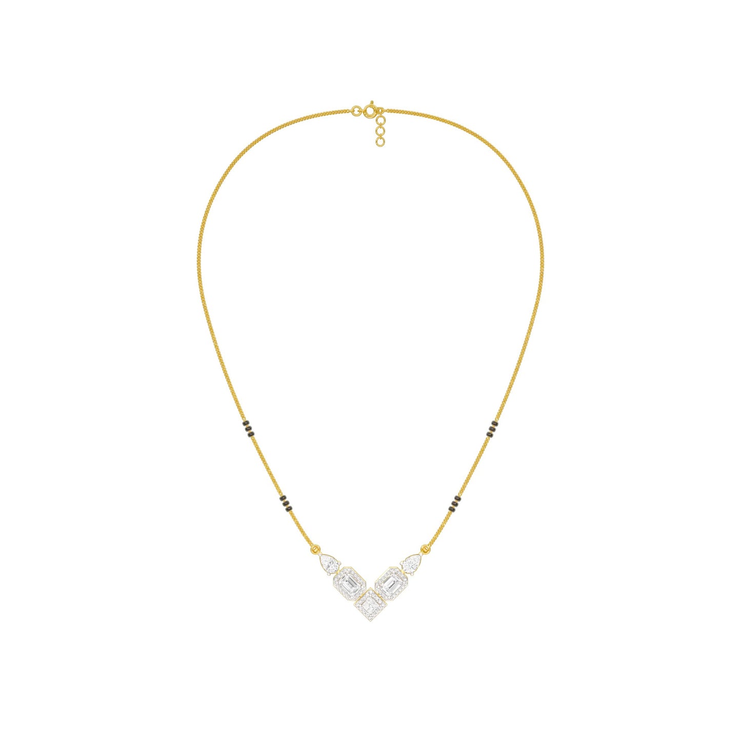 Chevron Charm Diamond Mangalsutra 9 KT / Yellow Gold