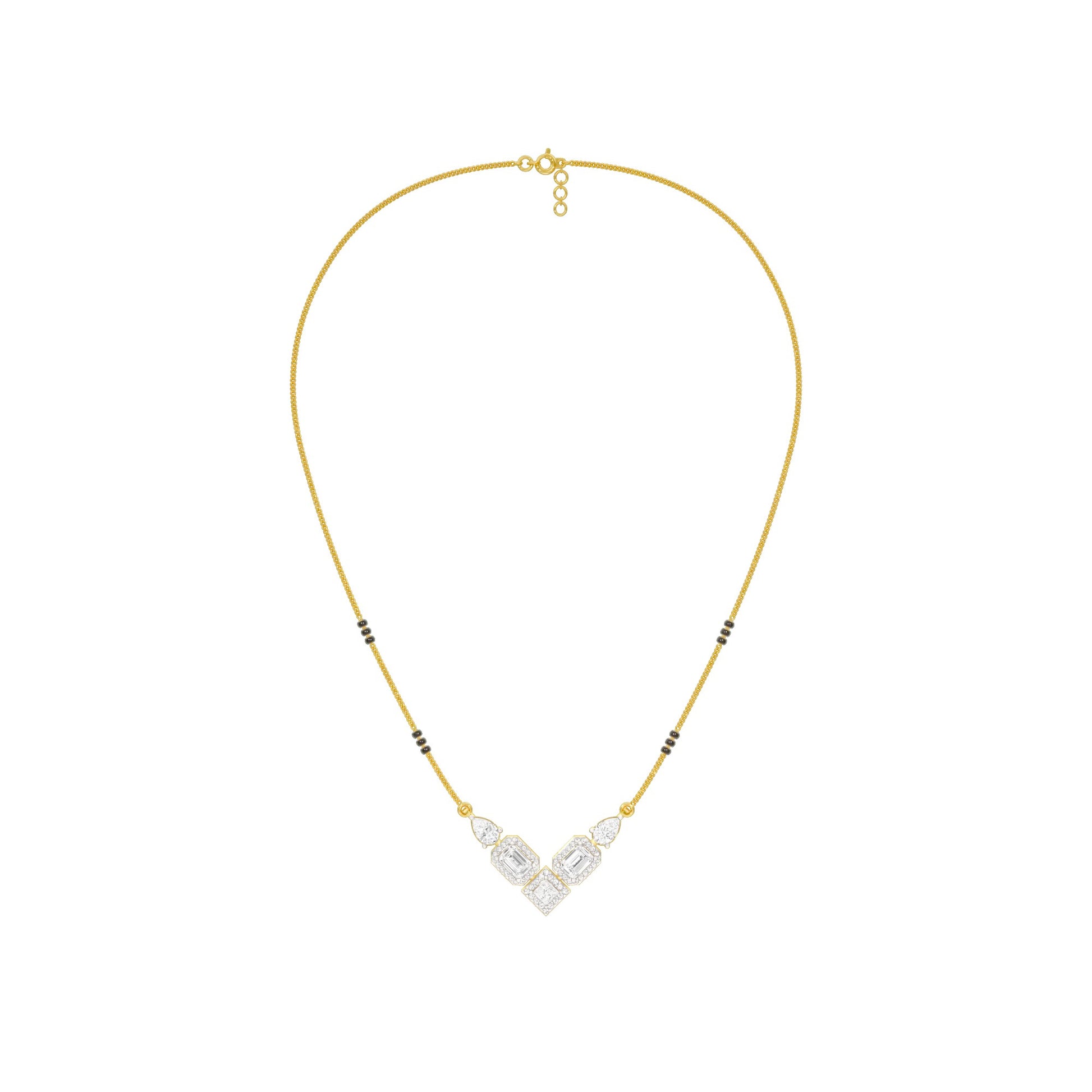 Chevron Charm Diamond Mangalsutra 9 KT / Yellow Gold