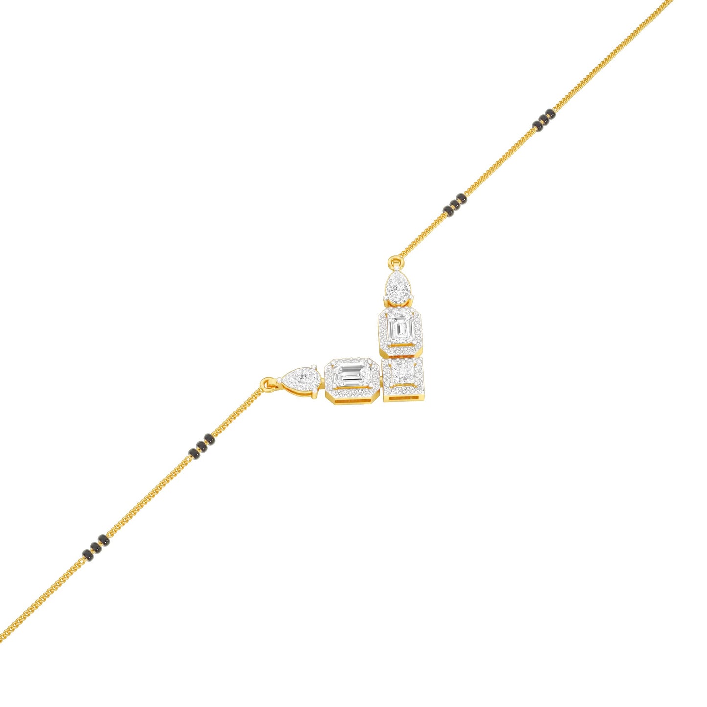 Chevron Charm Diamond Mangalsutra 9 KT / Yellow Gold