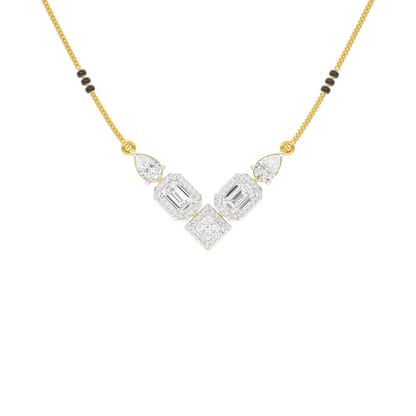 Chevron Charm Diamond Mangalsutra 9 KT / Yellow Gold