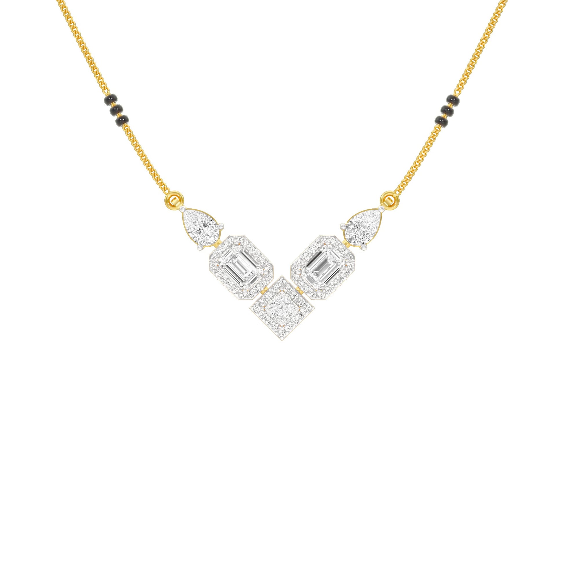 Chevron Charm Diamond Mangalsutra 9 KT / Yellow Gold