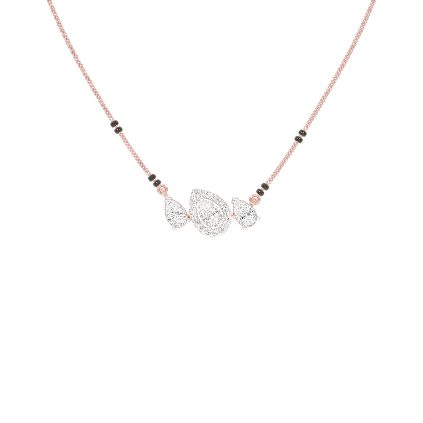 Teardrop Motif Diamond Mangalsutra 9 KT / Rose Gold