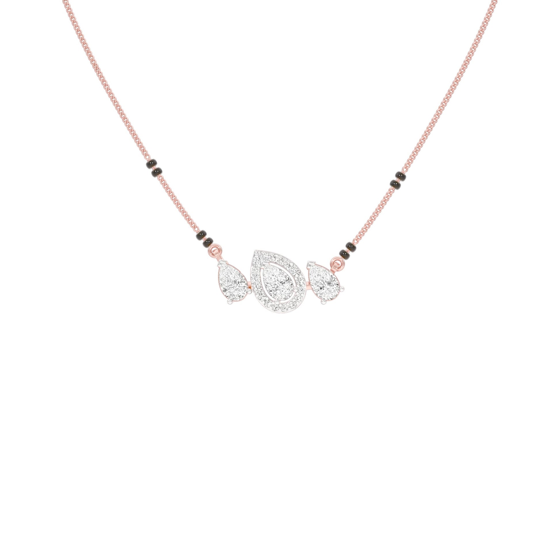 Teardrop Motif Diamond Mangalsutra 9 KT / Rose Gold