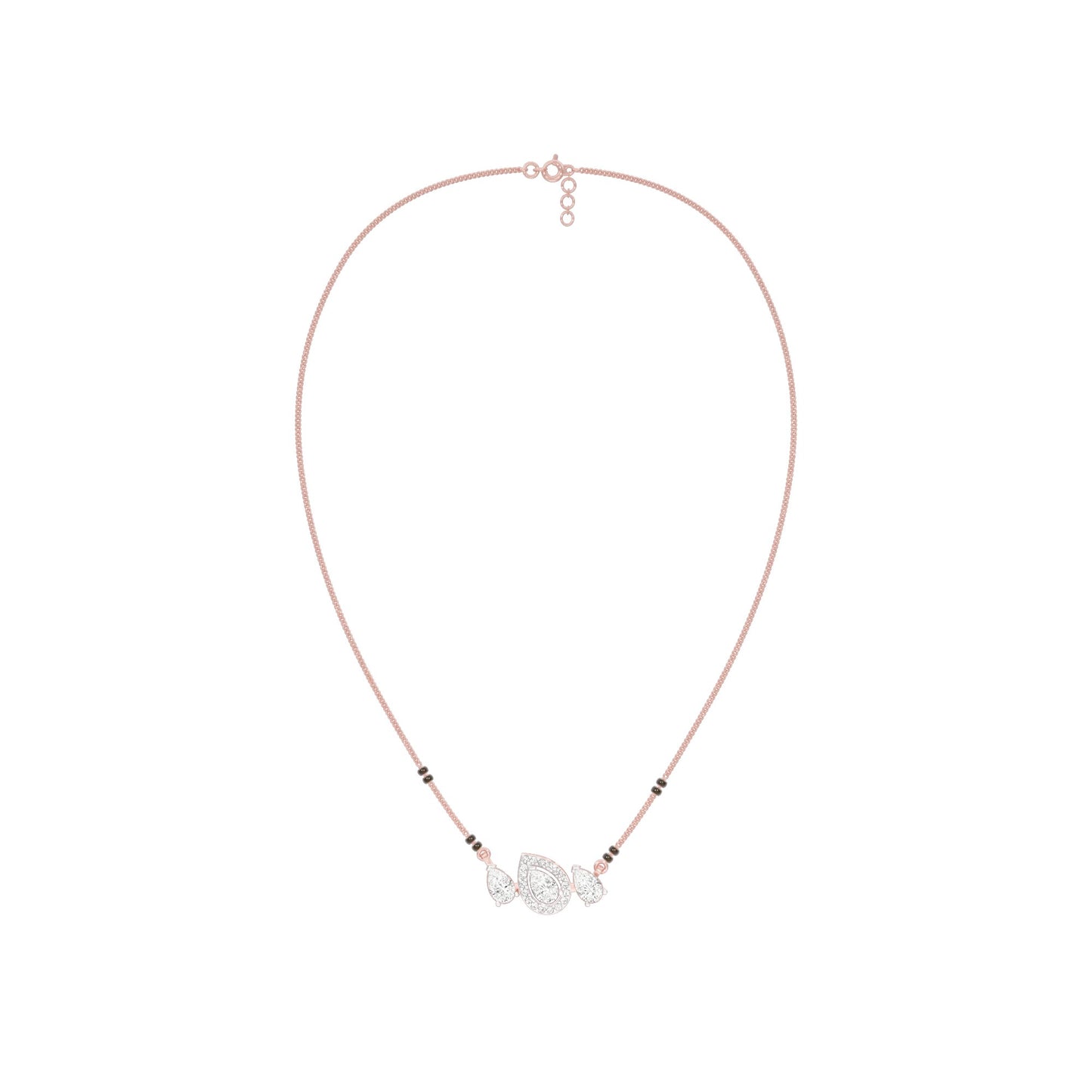 Teardrop Motif Diamond Mangalsutra 9 KT / Rose Gold