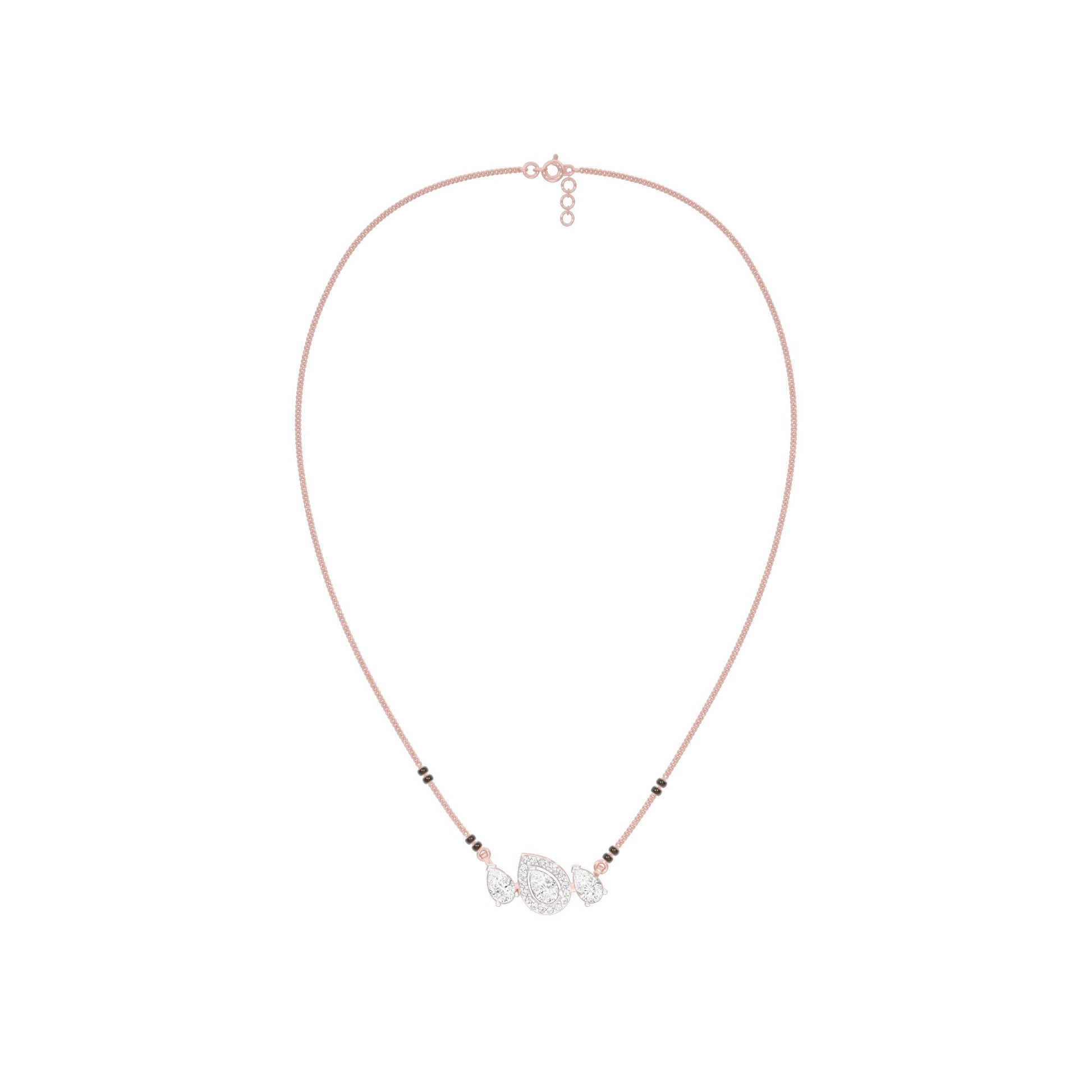 Teardrop Motif Diamond Mangalsutra 9 KT / Rose Gold